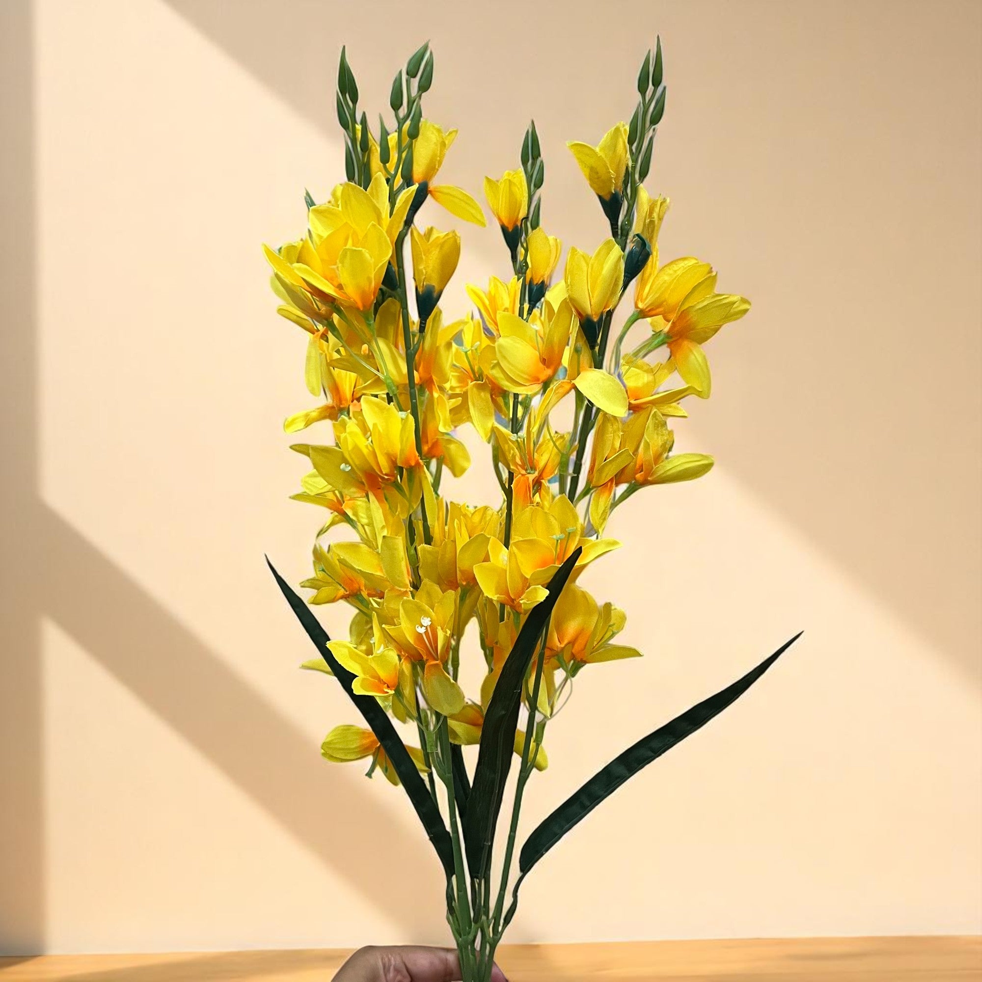 Artificial Flowers Gladiolus Bunches for Vase Pot | Faux Flowers Stem - for Home Decor Living Room Side Table - 26 Inch - Apkamart #Colour_Yellow