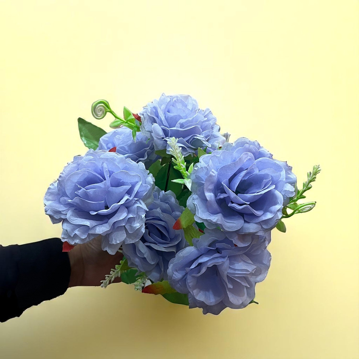 Artificial Flowers Rose Bunches for Vase Pot | Faux Flowers Stem - for Home Decor, Living Room, Wedding & Party Decoration (Vase Not Included) - 15 Inch - Apkamart #Colour_Purple