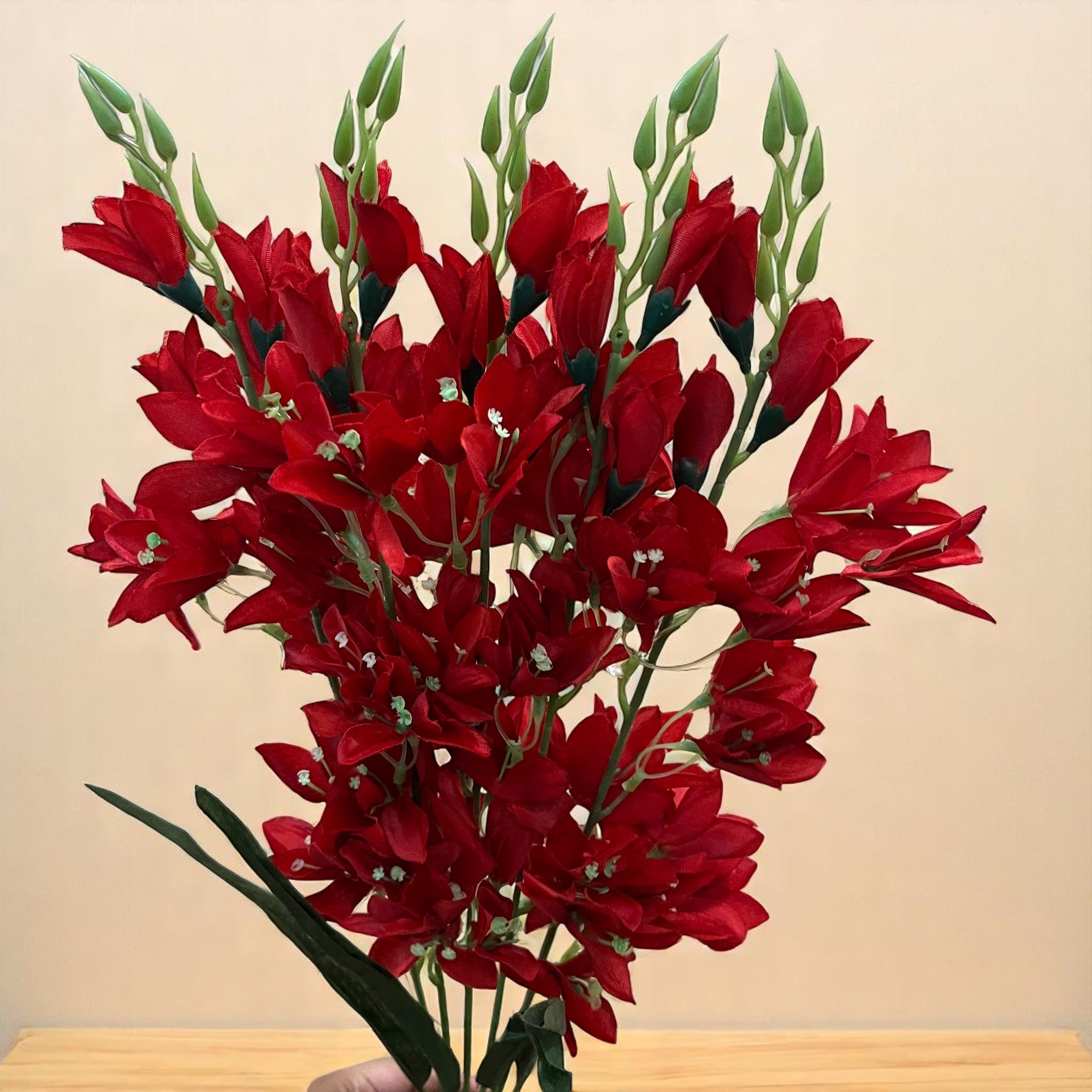 Artificial Flowers Gladiolus Bunches for Vase Pot | Faux Flowers Stem - for Home Decor Living Room Side Table Centerpiece - 26 Inch - Apkamart #Colour_Red