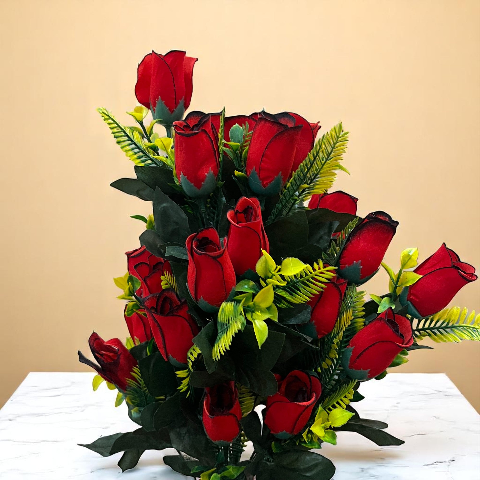 Artificial Flowers Rose | Faux Flowers Bunch - for Home Decor, Living Room, Side Table - 26 Inch - Apkamart