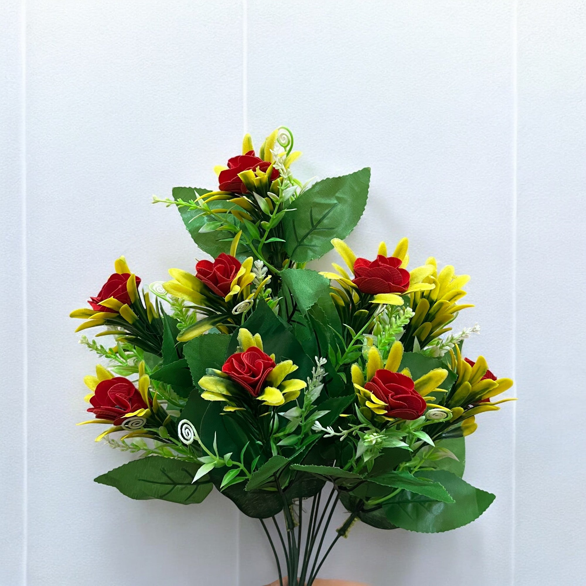 Artificial Flowers Bunches lily for Vase Pot | Faux Flowers Stem - for Home Decor Living Room Side Table Centerpiece - 18 Inch - Apkamart #Colour_Multicolor