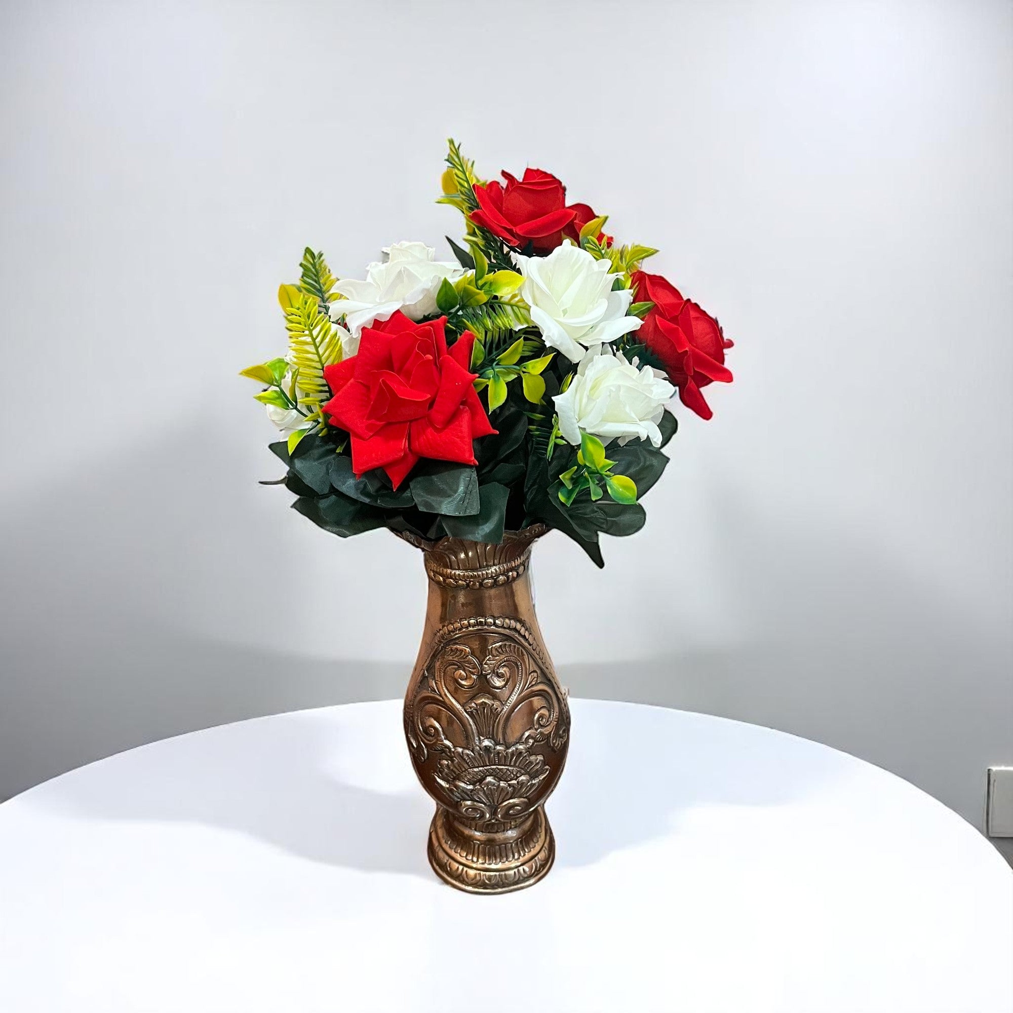 Artificial Flowers Rose | Faux Gulab Flowers Bunch - for Home Decor, Living Room, Centerpiece - 16 Inch - Apkamart