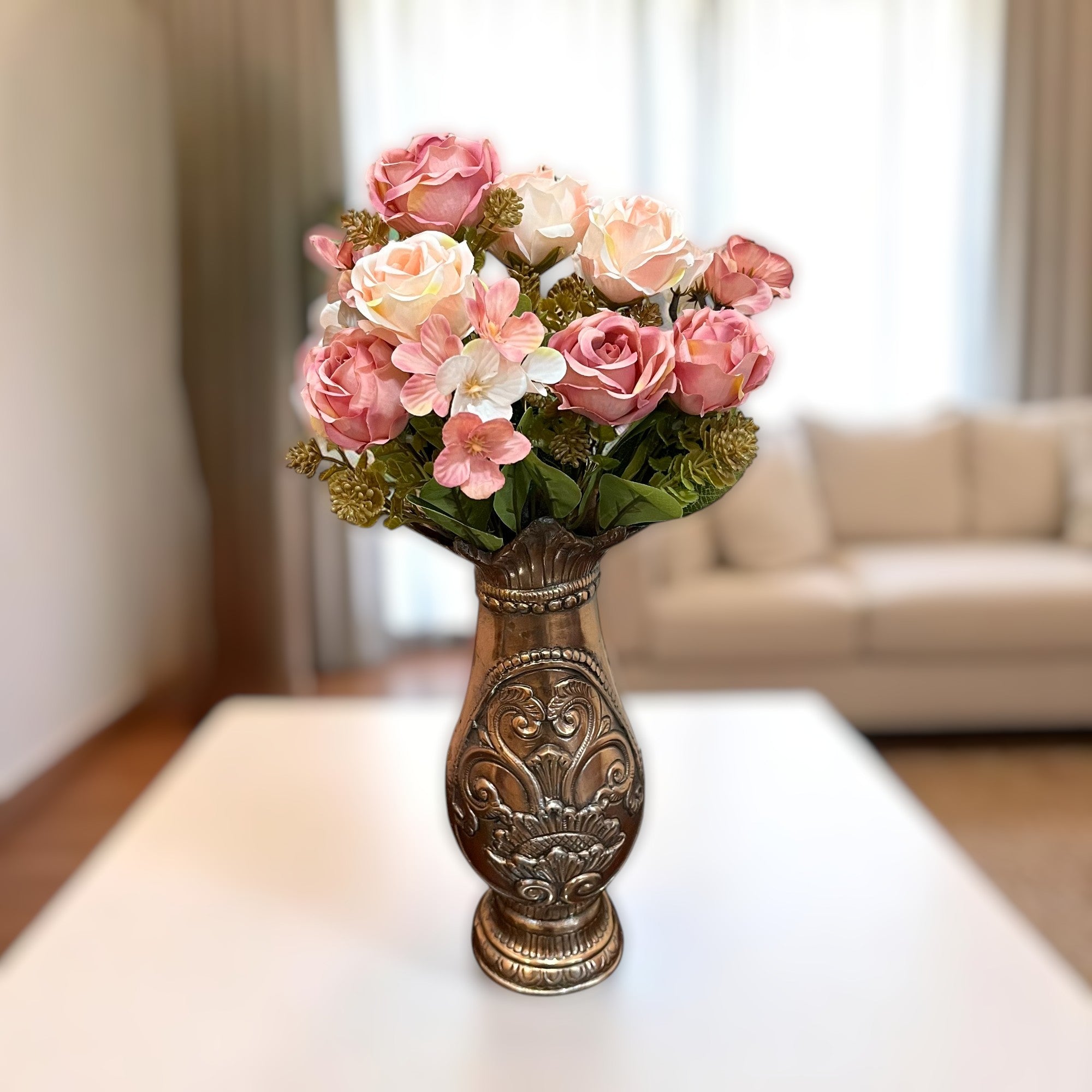 Artificial Flowers Rose Sticks | Faux Flowers Bunch - for Home Decor, Living Room, Centerpiece - 15 Inch - Apkamart #Colour_Multicolor