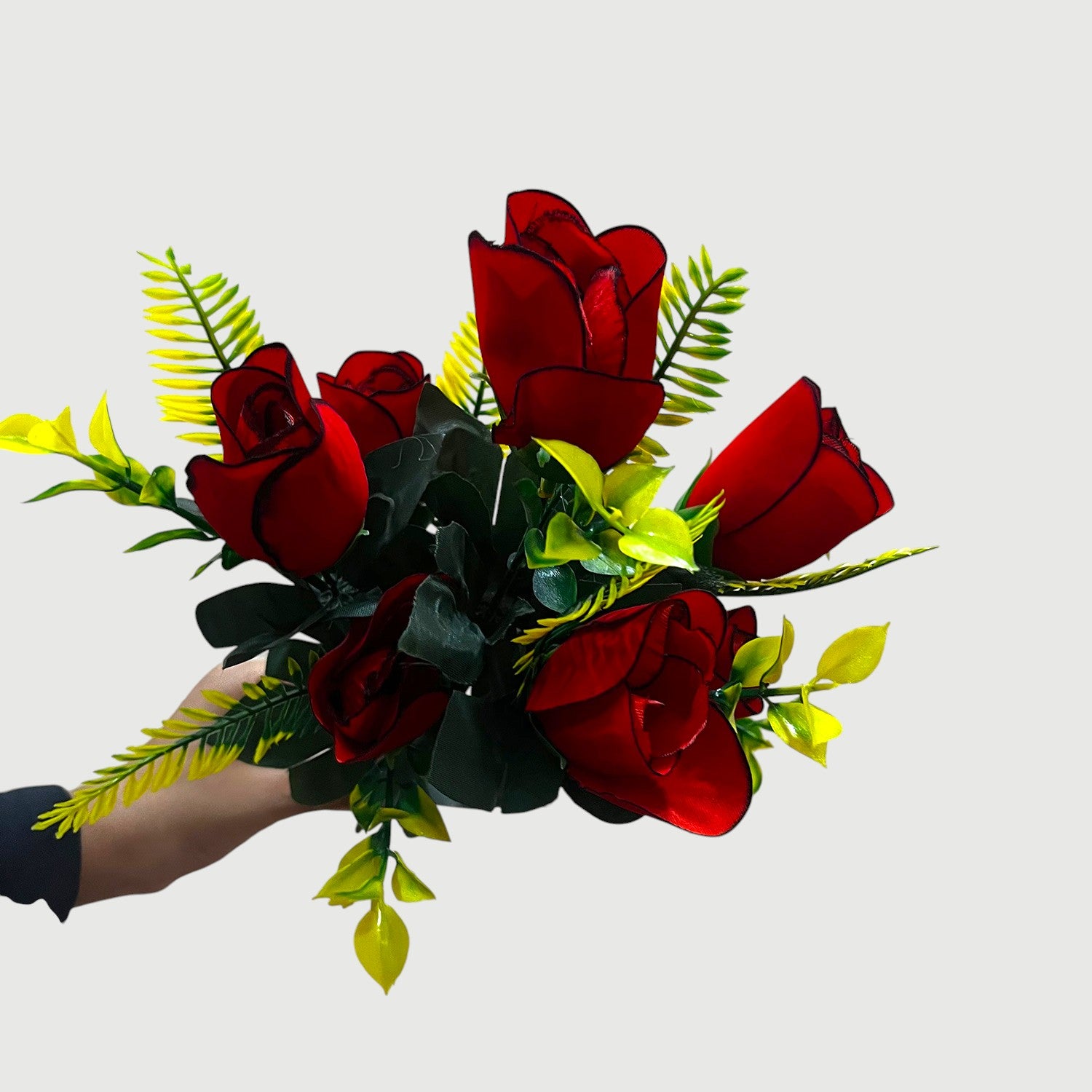 Artificial Flowers Rose Bunches for Vase Pot | Faux Flowers Stem - for Home Decor, Living Room, Office & Festivals Decoration (Vase Not Included) - 14 Inch - Apkamart