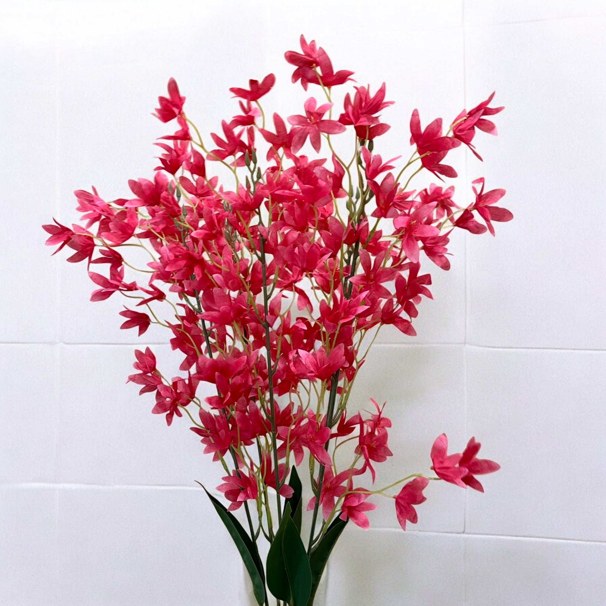 Artificial Orchids Flower Bouquets | Fake Flowers Bunch - For Vase, Pot, Home, Bedroom, Balcony, Office Corner, Living Room - 28 Inch - Apkamart #Colour_Pink