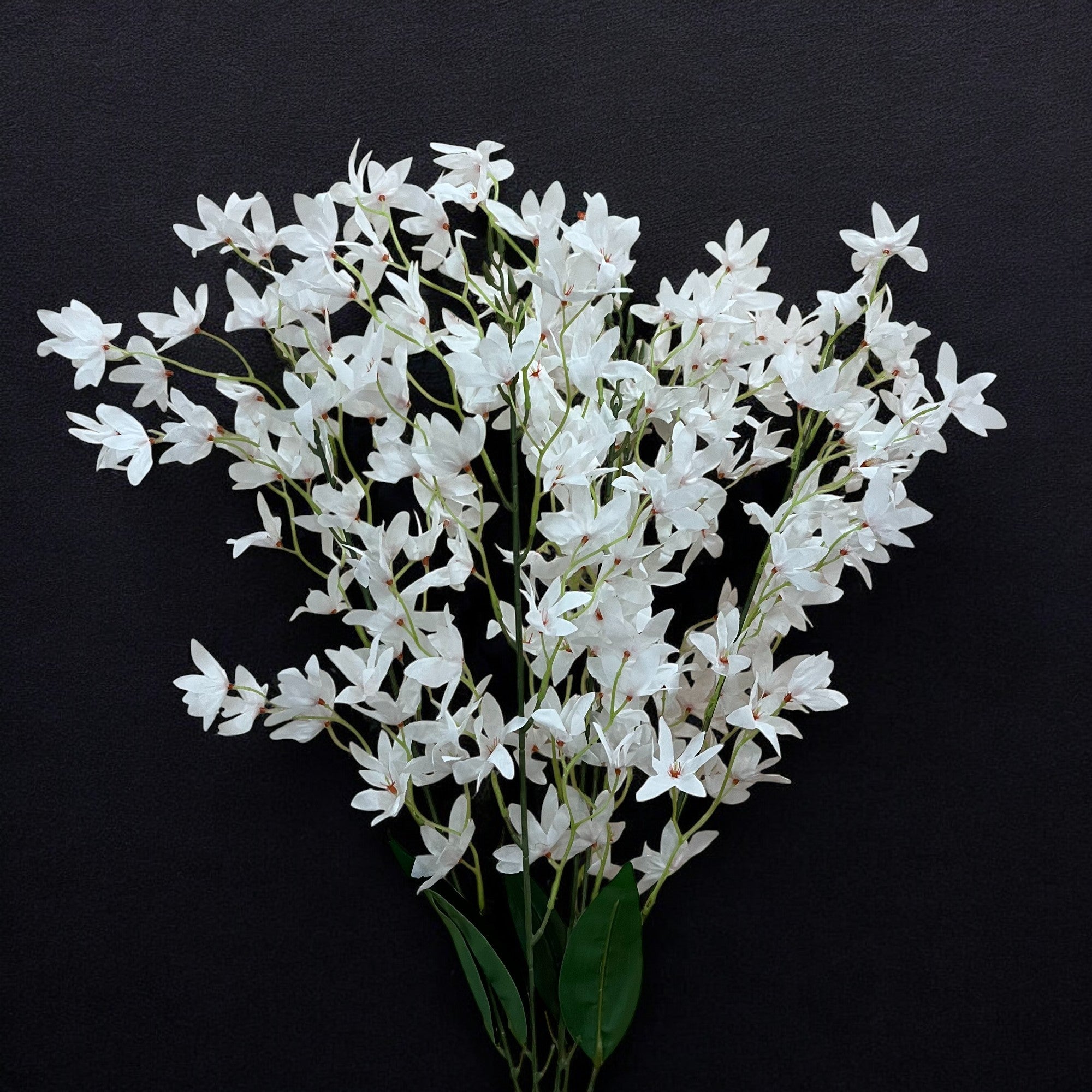 Artificial Orchids Flower Bouquets | Fake Flowers Bunch - For Vase, Pot, Home, Bedroom, Balcony, Office Corner, Living Room - 28 Inch - Apkamart #Colour_White