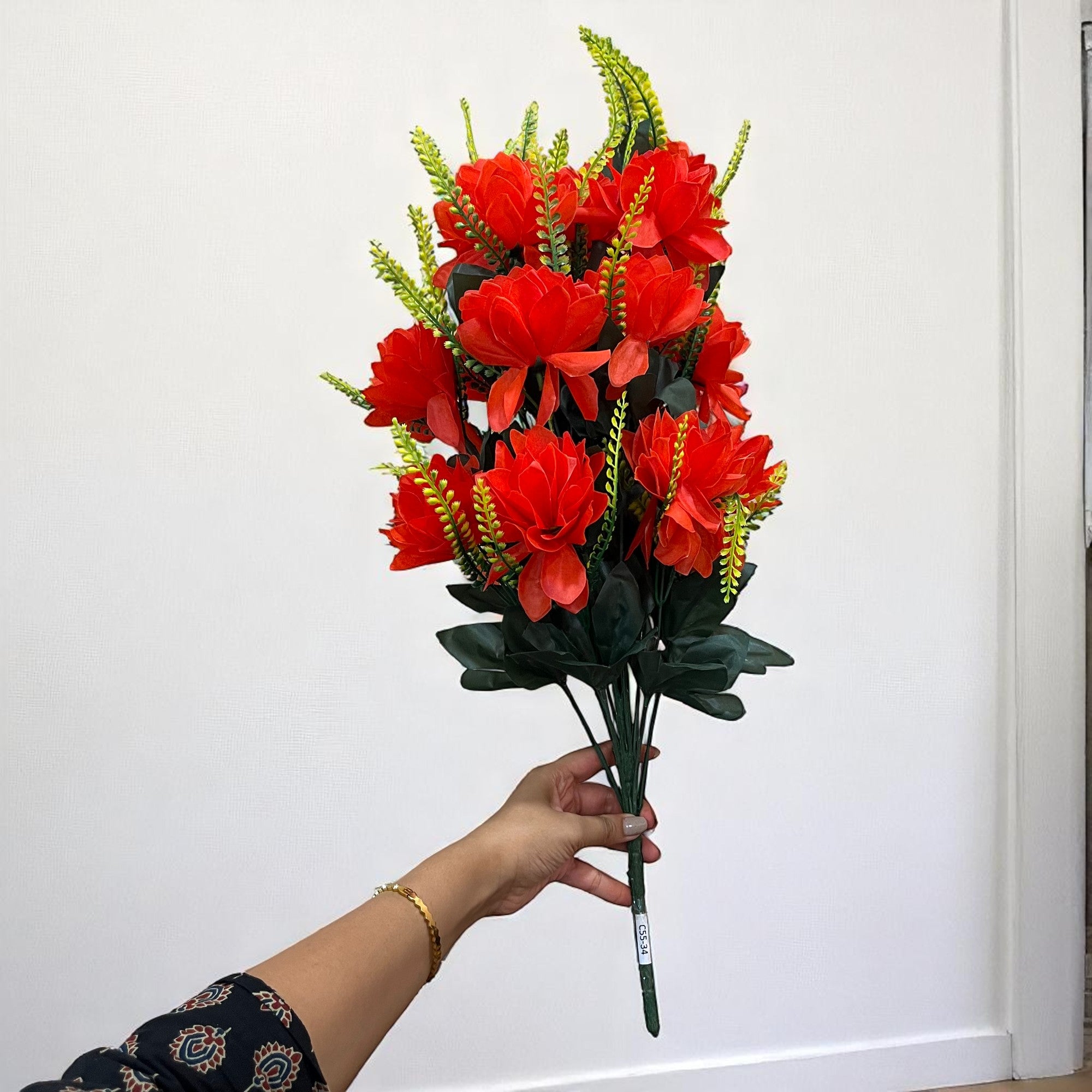 Artificial Flowers Bunches for Vase Pot | Faux Flowers Sticks - for Home Decor Living Room Side Table Centerpiece - 27 Inch - Apkamart #Colour_Red