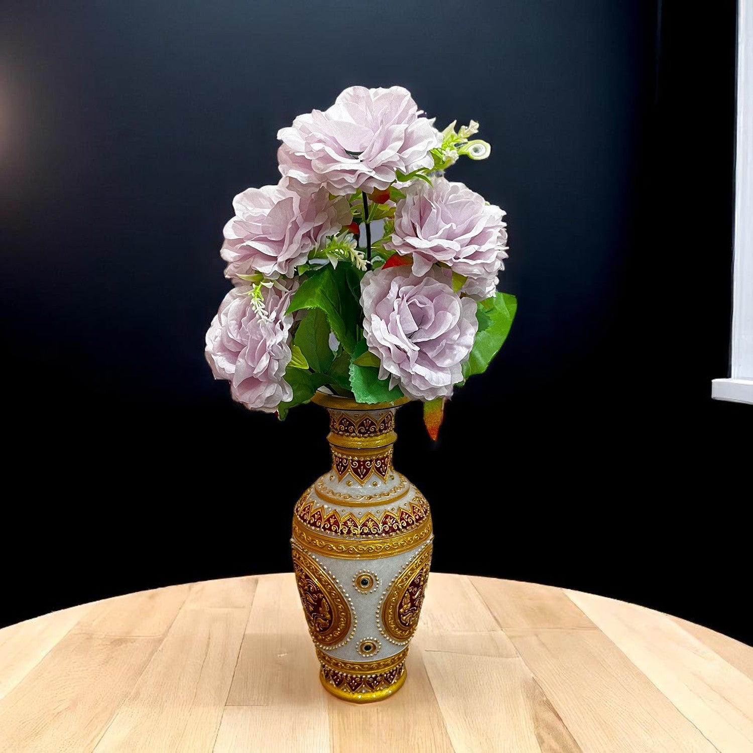 Artificial Flowers Rose Sticks | Faux Flowers Bunch - for Home Decor, Living Room, Wedding & Party Decoration (Vase Not Included) - 15 Inch - Apkamart #Colour_Purple