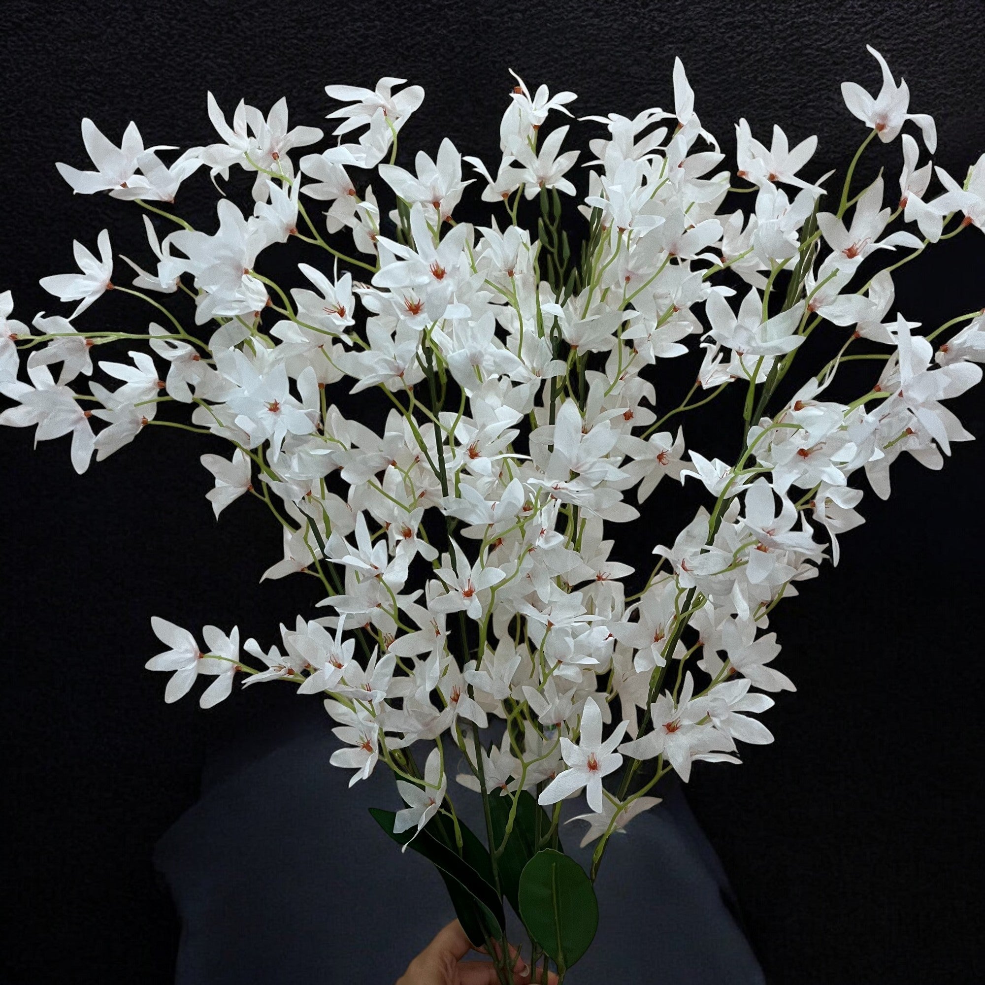 Artificial Orchids Flower Bouquets | Fake Flowers Bunch - For Vase, Pot, Home, Bedroom, Balcony, Office Corner, Living Room - 28 Inch - Apkamart #Colour_White