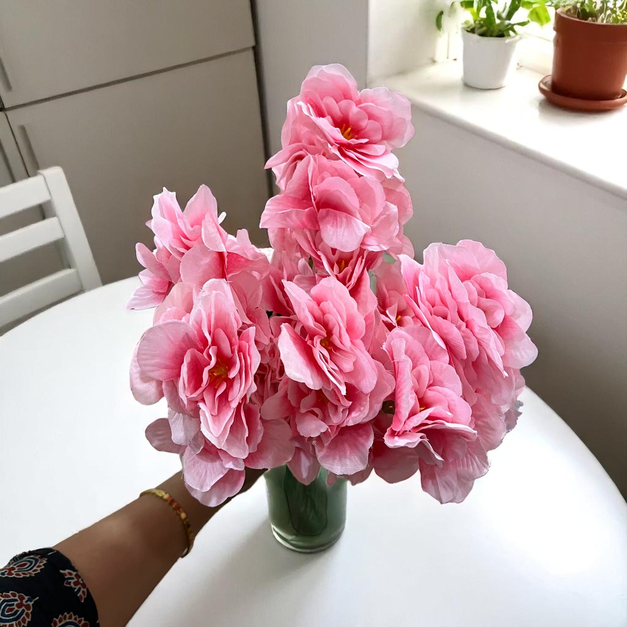 Artificial Orchids Flower Bouquets | Fake Flowers Bunch - For Vase, Pot, Home, Bedroom, Balcony, Office Corner, Living Room - 22 Inch - Apkamart #Colour_Multicolor