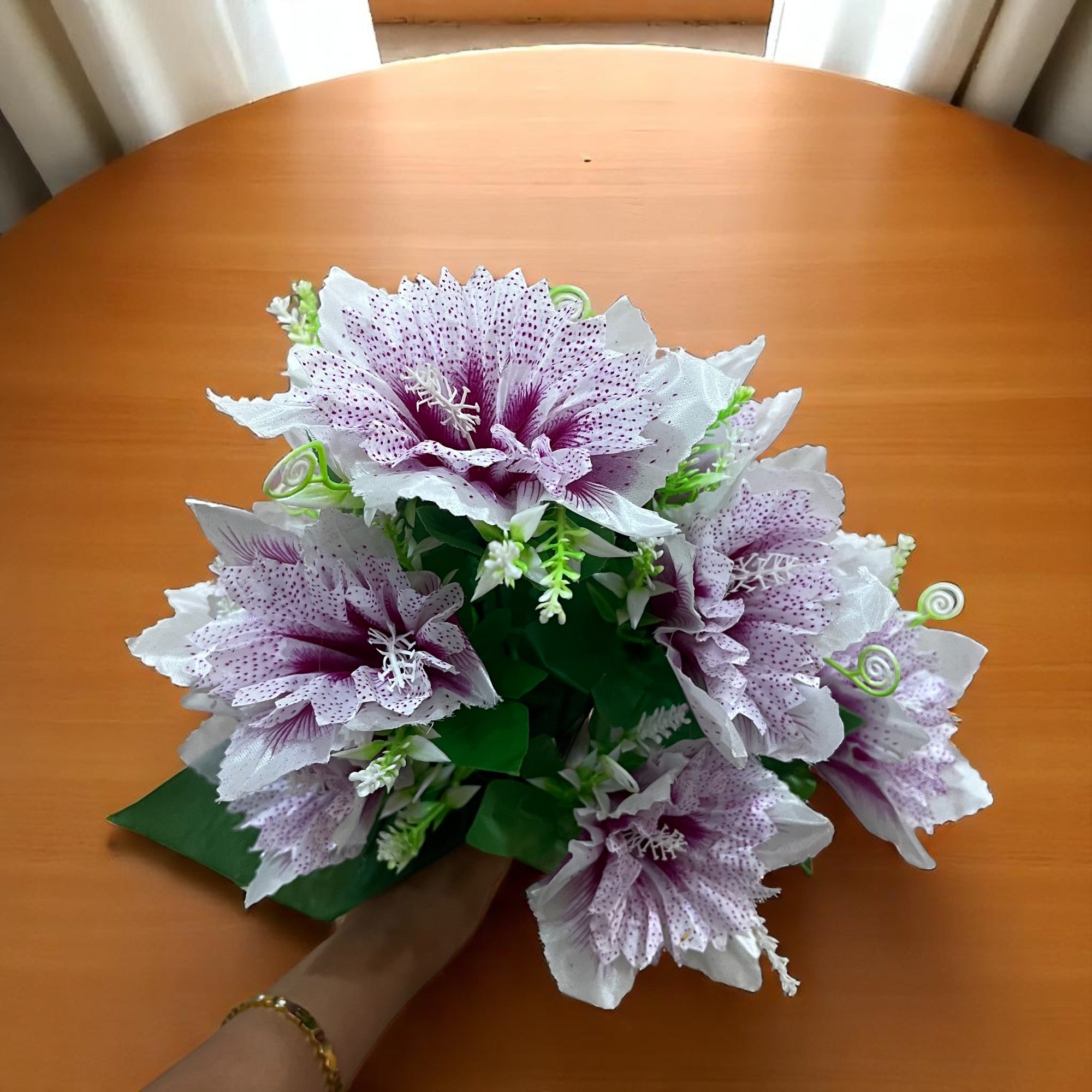 Artificial Flower Bouquets | Faux Flowers Bunch - for Table Vase, Pot, Home Decor, Living Room, Side Table Centerpiece - 18 Inch - Apkamart #Colour_Purple