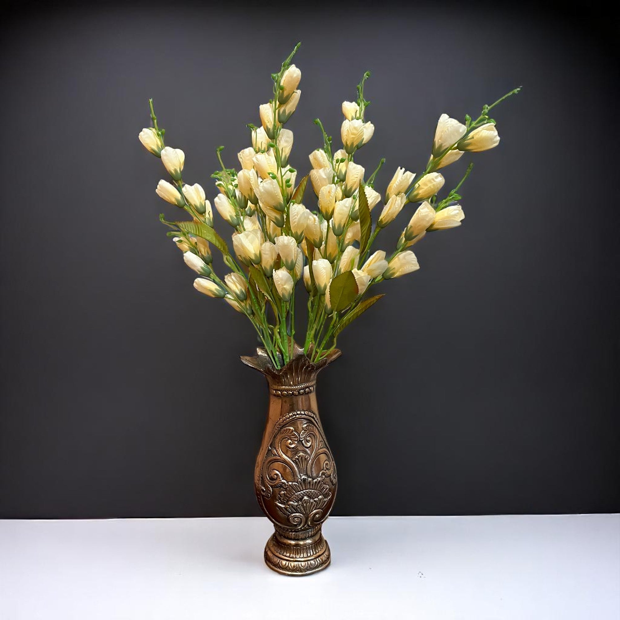 Artificial Flowers | Faux Tulips Flowers Bunch - for Home Decor, Office Corner, Living Room, Side Table, Centerpiece - 27 Inch - Apkamart #Colour_Cream