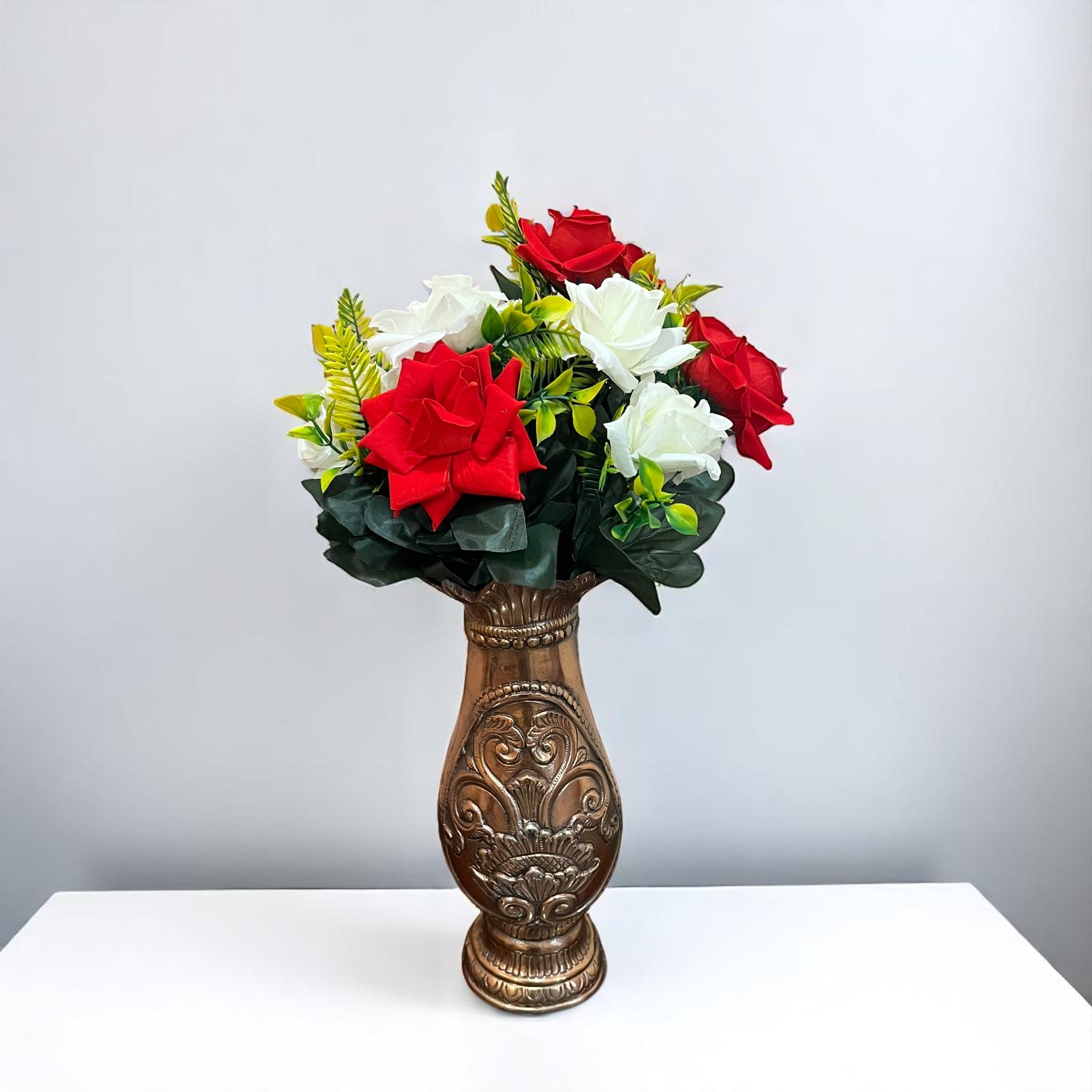 Artificial Flowers Rose | Faux Gulab Flowers Bunch - for Home Decor, Living Room, Centerpiece - 16 Inch - Apkamart
