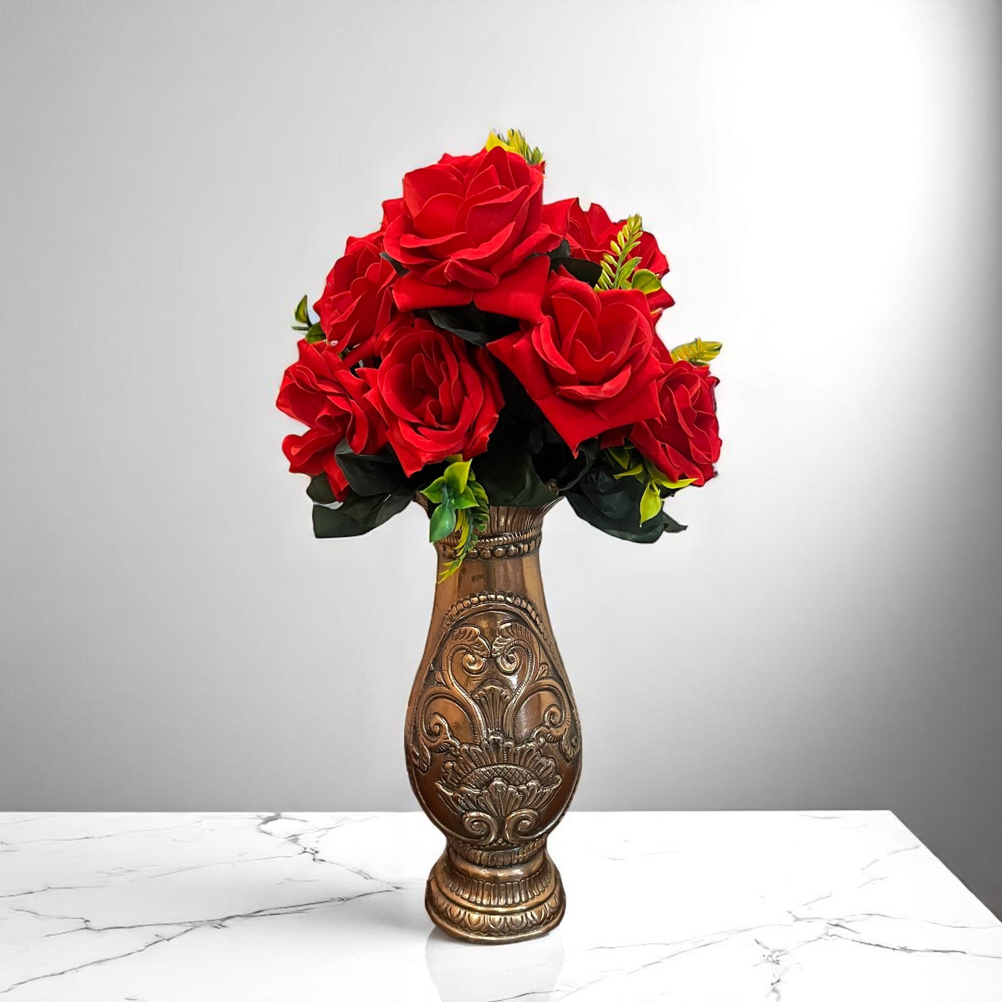 Artificial Flowers Rose Bunches for Vase Pot | Faux Flowers Stem - for Home Decor Living Room Side Table Centerpiece - 16 Inch - Apkamart