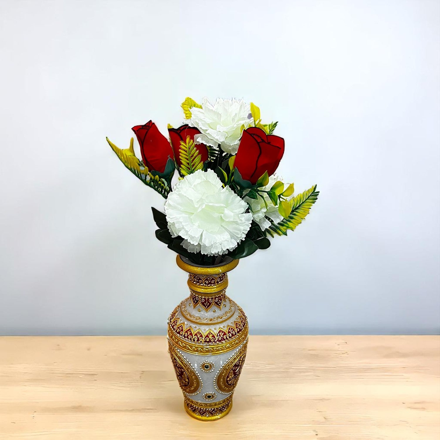 Artificial Flowers Bunches for Vase Pot | Faux Flowers Stem - for Home Decor, Living Room, Office & Festivals Decoration (Vase Not Included) - 13 Inch - Apkamart