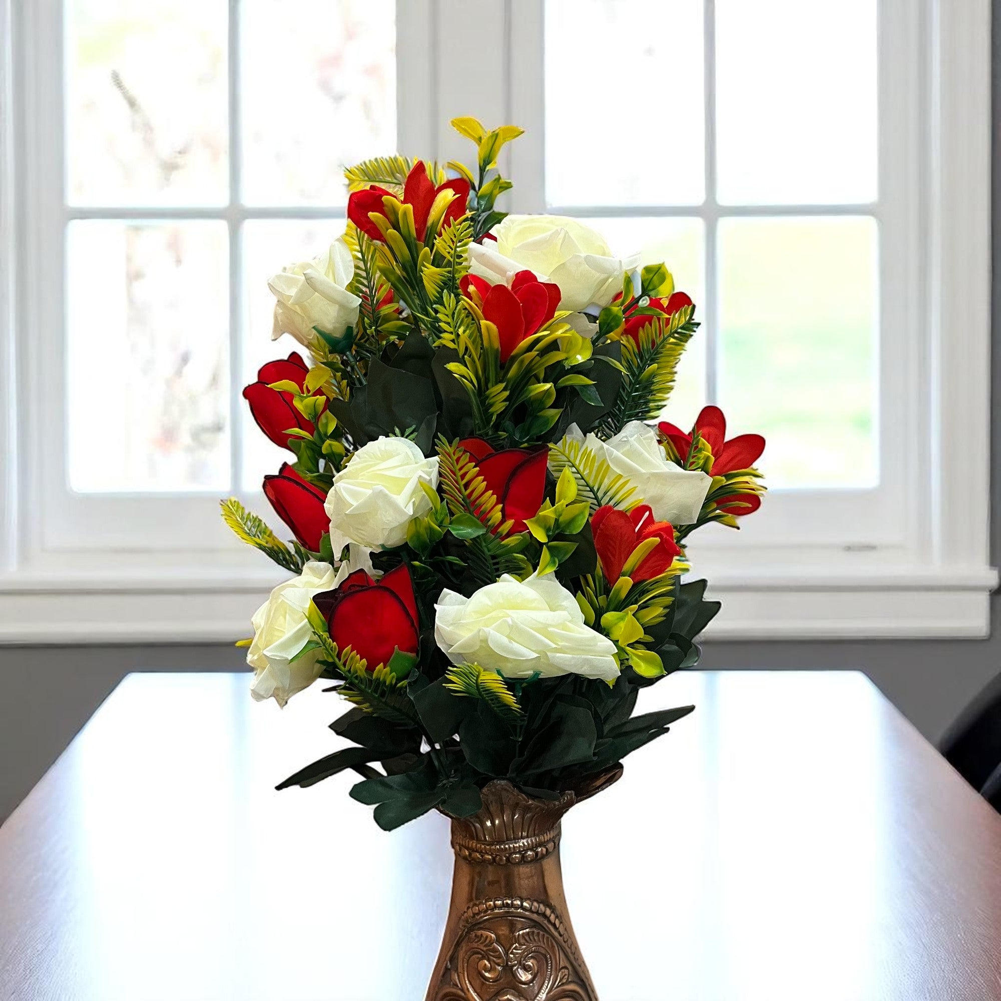 Artificial Flower Rose Sticks | Fake Flowers Bunch - For Vase, Pot, Home, Bedroom, Balcony, Living Room - 24 Inch - Apkamart