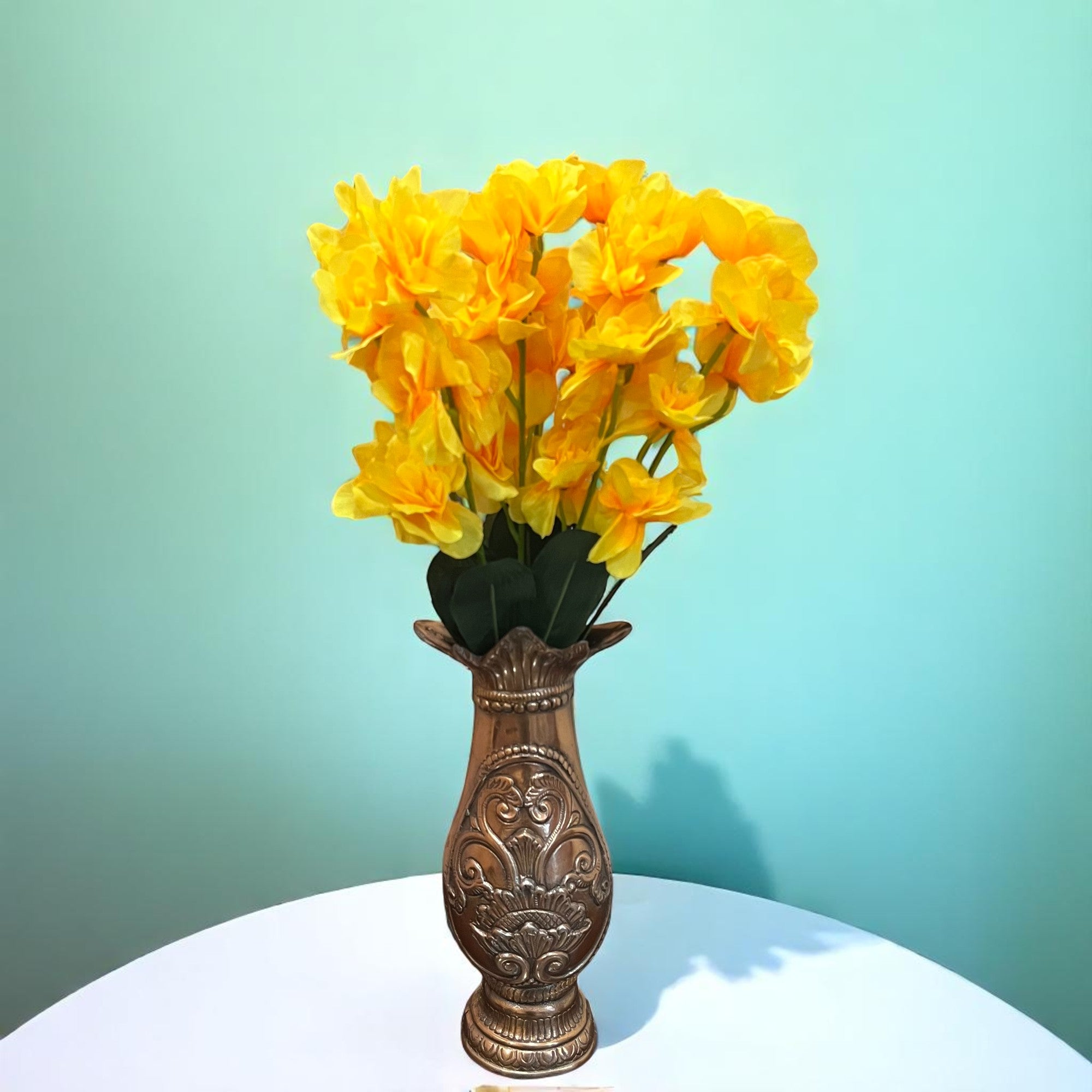 Artificial Orchids Flower Bouquets | Fake Flowers Bunch - For Vase, Pot, Home, Bedroom, Balcony, Office Corner, Living Room - 22 Inch - Apkamart #Colour_Yellow