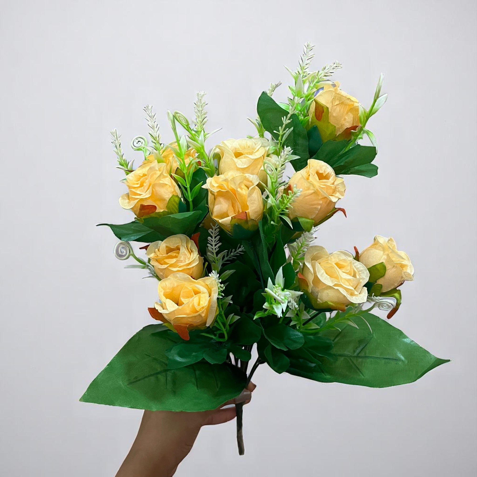 Artificial Flowers Rose | Faux Flowers Bunch - for Home Decor, Side Table, Centerpiece - 17 Inch - Apkamart #Colour_Orange