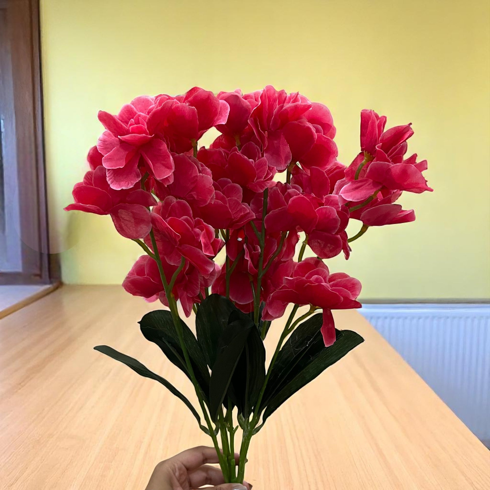 Artificial Orchids Flower Bouquets | Fake Flowers Bunch - For Vase, Pot, Home, Bedroom, Balcony, Office Corner, Living Room - 22 Inch - Apkamart #Colour_Pink