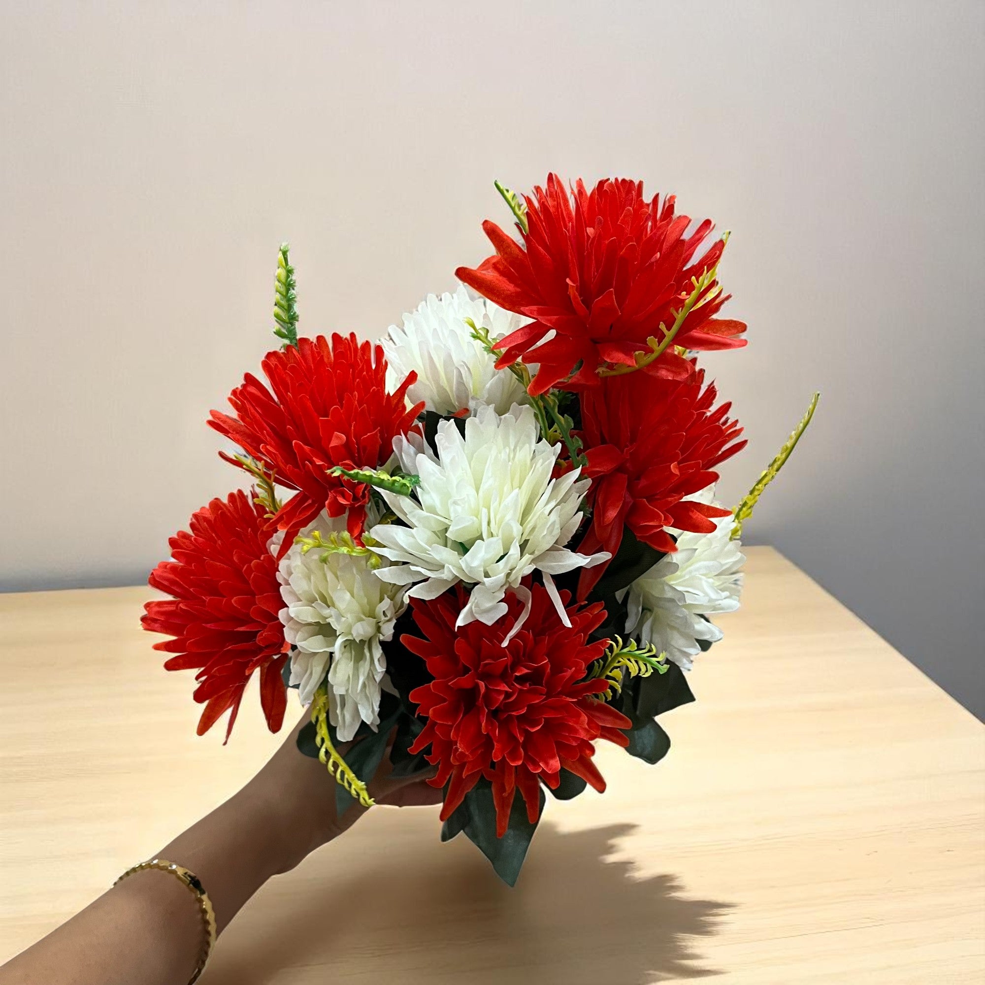 Artificial Marigold Flower Bouquets | Fake Flowers Bunch - For Vase, Pot, Home, Bedroom, Balcony - 16 Inch - Apkamart #Style_Design 1