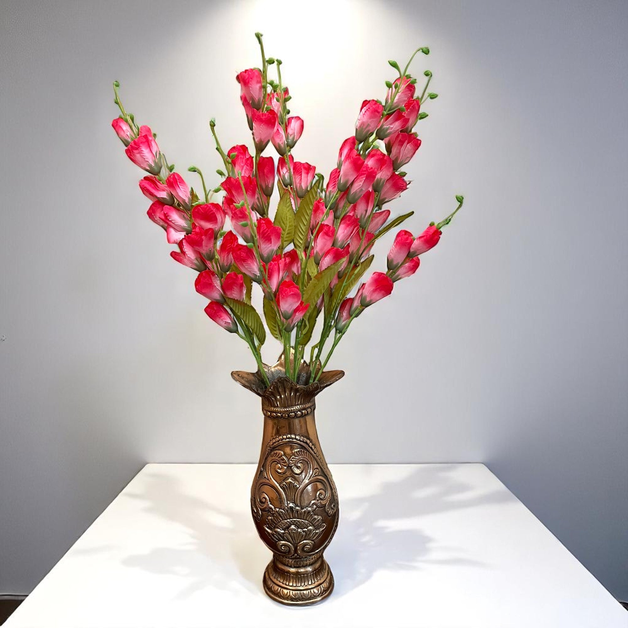 Artificial Flowers | Faux Tulips Flowers Bunch - for Home Decor, Office Corner, Living Room, Side Table, Centerpiece - 27 Inch - Apkamart #Colour_Pink