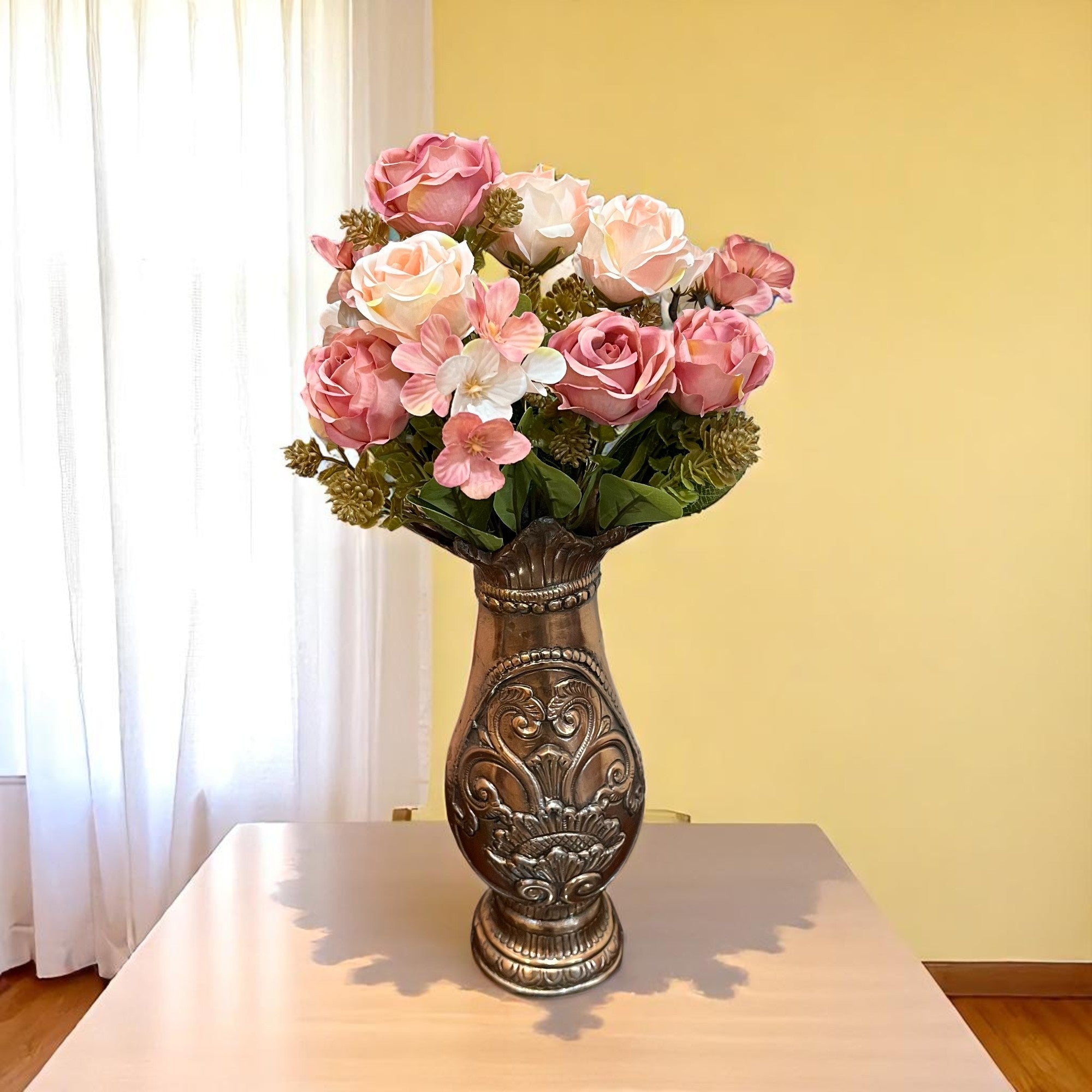 Artificial Flowers Rose Sticks | Faux Flowers Bunch - for Home Decor, Living Room, Centerpiece - 15 Inch - Apkamart #Colour_Multicolor