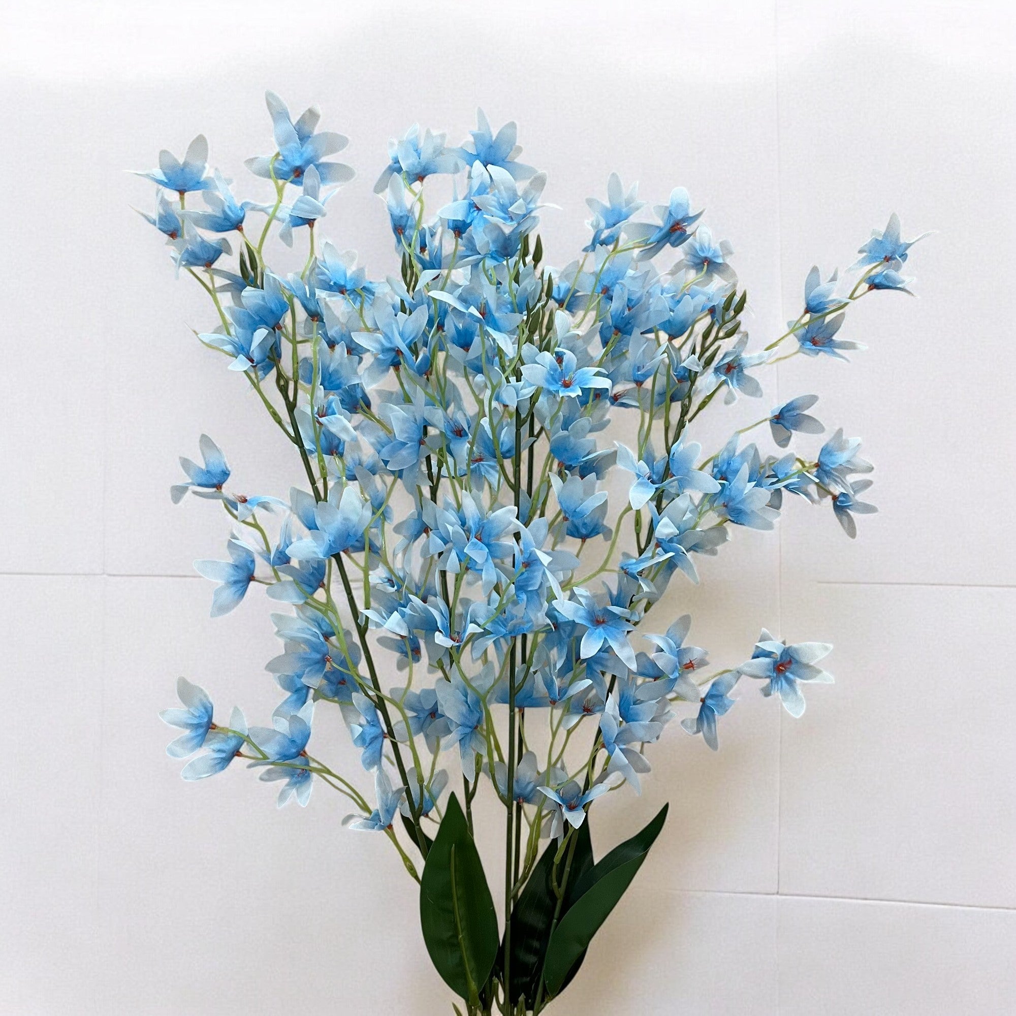 Artificial Orchids Flower Bouquets | Fake Flowers Bunch - For Vase, Pot, Home, Bedroom, Balcony, Office Corner, Living Room - 28 Inch - Apkamart #Colour_Blue