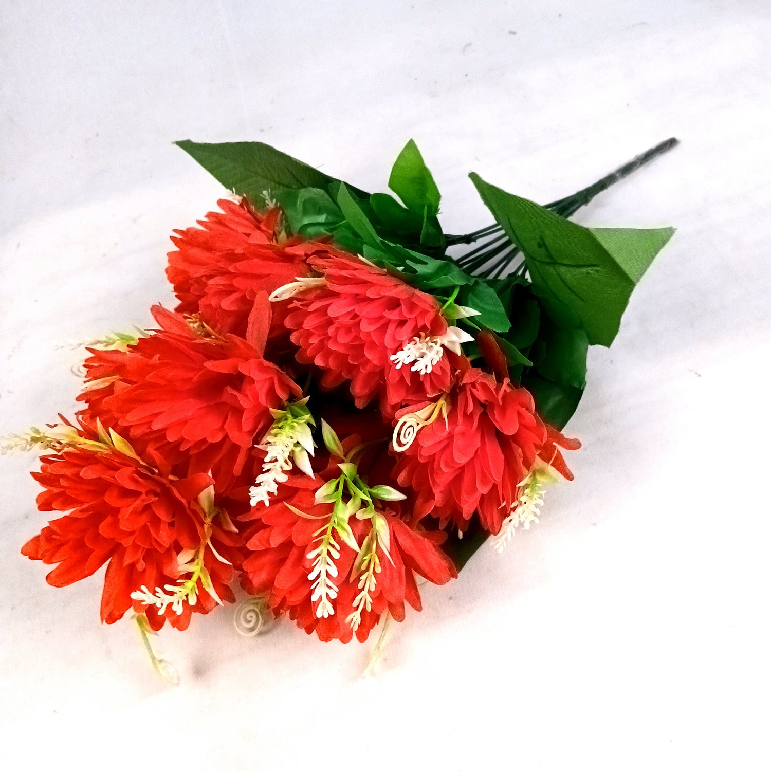 Artificial Flower Dahlia | Fake Flowers Bunch Dahalia - For Vase, Pot, Home, Bedroom, Balcony, Office Corner, Living Room - 18 Inch - Apkamart #Colour_Red