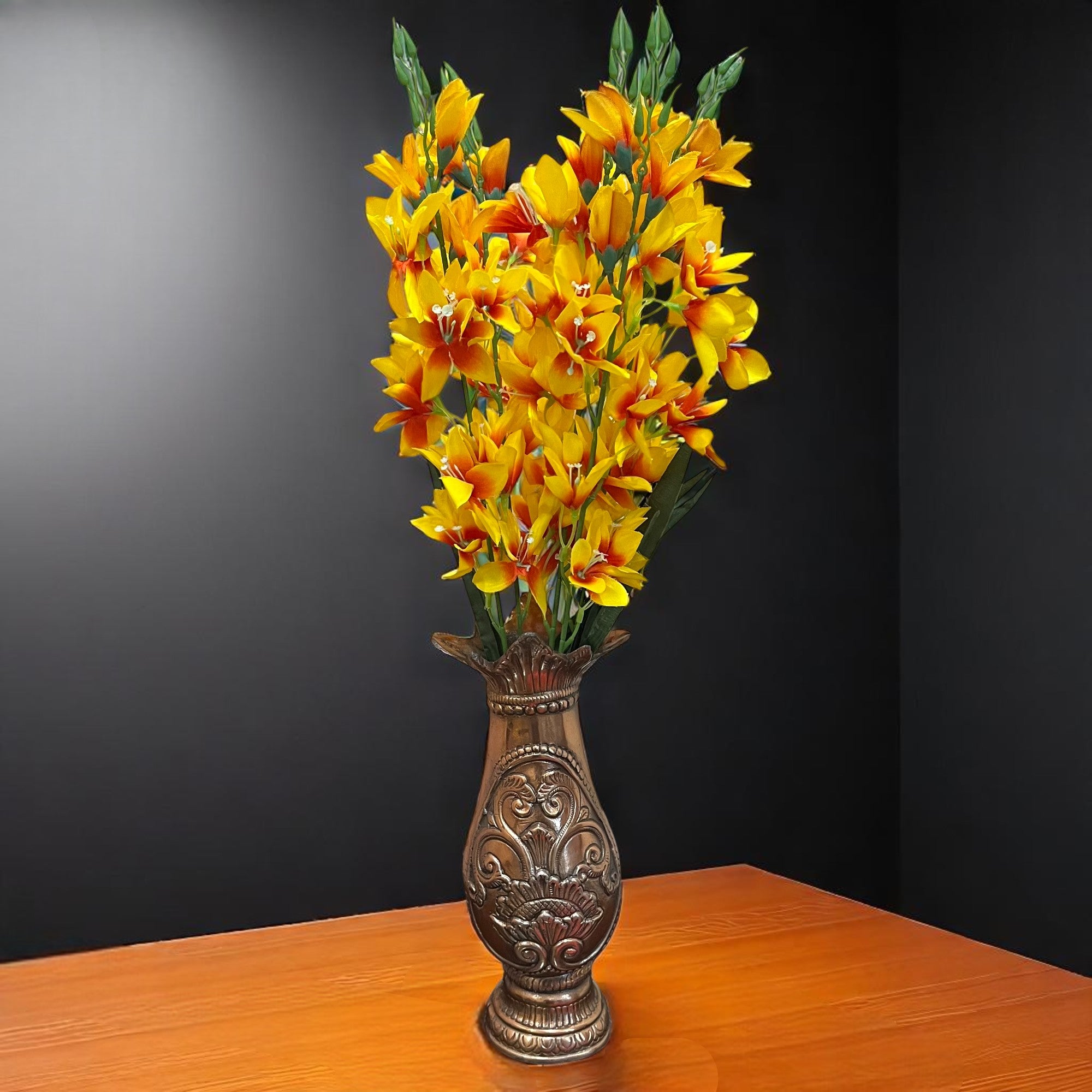 Artificial Flowers Gladiolus Bunches for Vase Pot | Faux Flowers Stem - for Home Decor Living Room Side Table Centerpiece - 26 Inch - Apkamart #Colour_Yellow