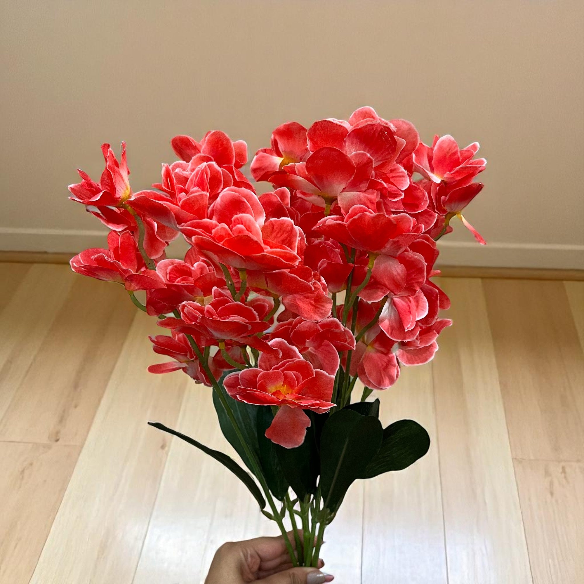 Artificial Orchids Flower Bouquets | Fake Flowers Bunch - For Vase, Pot, Home, Bedroom, Balcony, Office Corner, Living Room - 22 Inch - Apkamart #Colour_Red