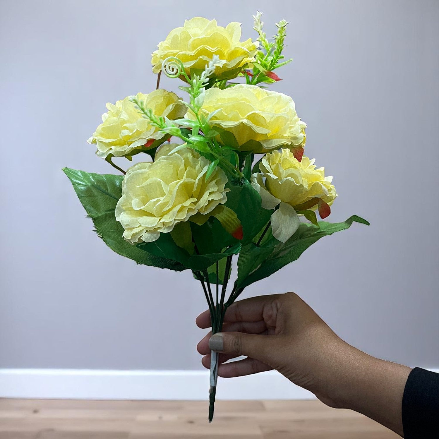 Artificial Flowers Rose Bunches for Vase Pot | Faux Flowers Stem - for Home Decor, Living Room, Office & Festivals Decoration (Vase Not Included) - 15 Inch - Apkamart #Colour_Yellow