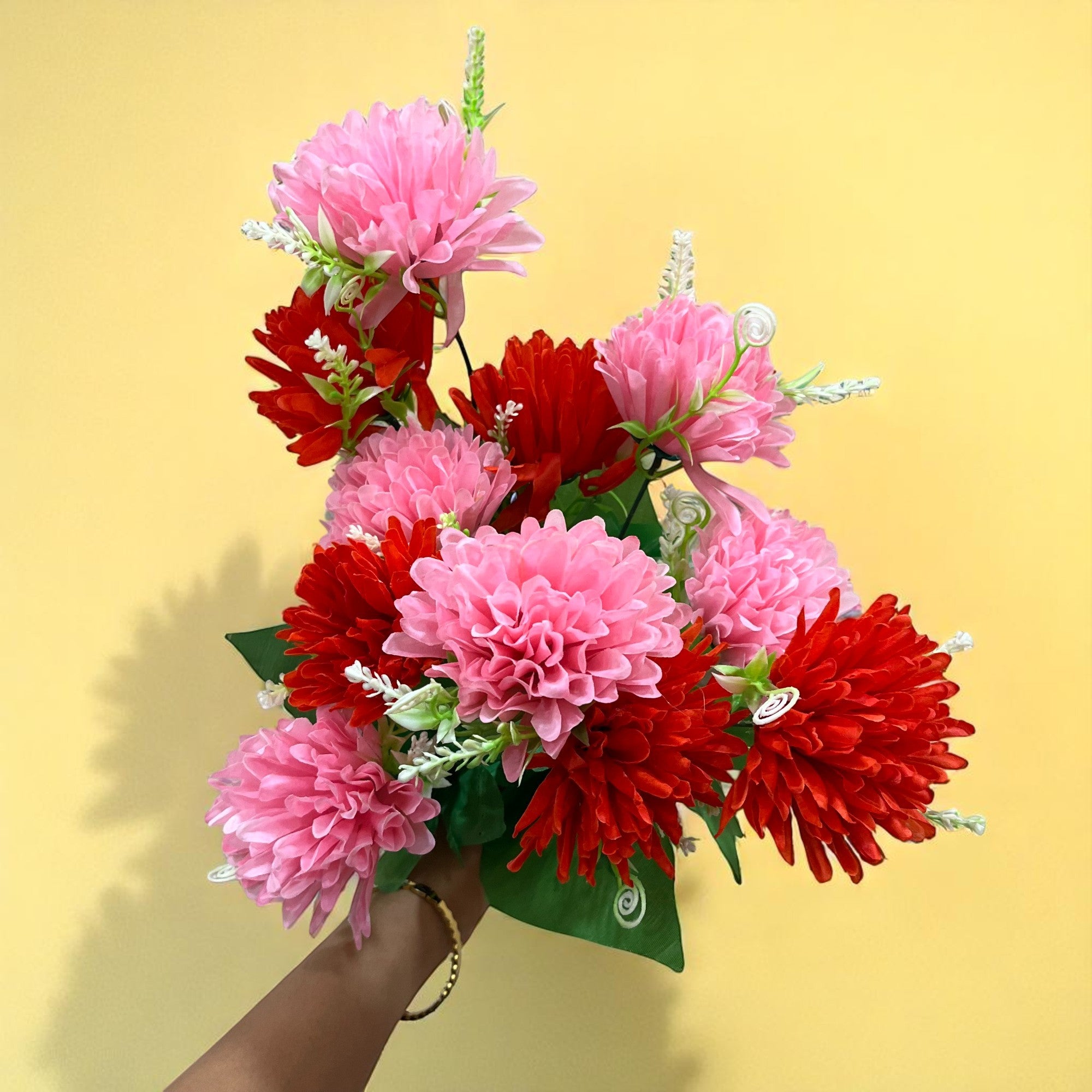 Artificial Flower Dahlia | Fake Flowers Bunch Dahalia - For Vase, Pot, Home, Bedroom, Balcony, Office Corner, Living Room - 18 Inch - Apkamart #Colour_Multicolor