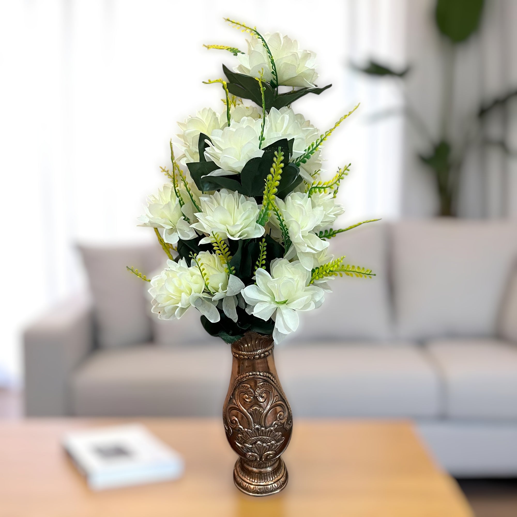 Artificial Plant Flowers Bunches for Vase Pot | Faux Flowers Stick - for Home Decor Living Room Side Table Centerpiece - 27 Inch - Apkamart #Colour_White