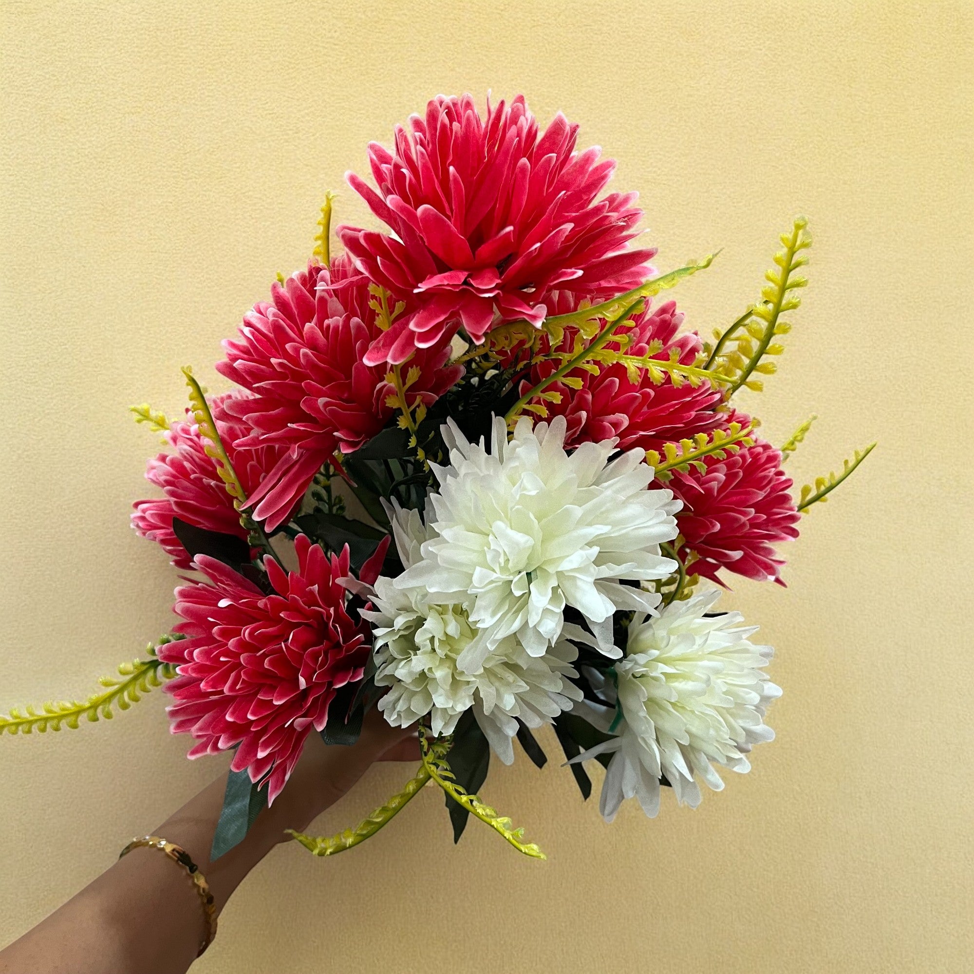 Artificial Marigold Flowers Bunches for Vase Pot | Faux Flowers Stem - for Home Decor Living Room Side Table Centerpiece - 16 Inch - Apkamart #Style_Design 2