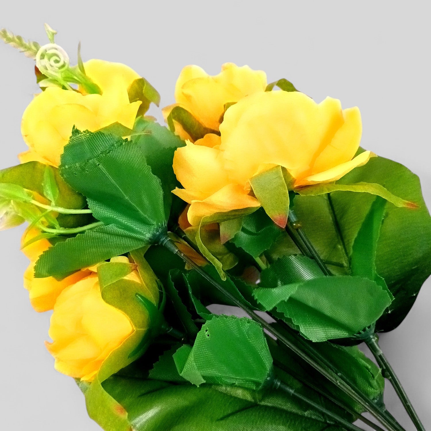 Artificial Flowers Rose Bunches for Vase Pot | Faux Flowers Stem - for Home Decor, Living Room, Office & Festivals Decoration (Vase Not Included) - 15 Inch - Apkamart #Colour_Yellow