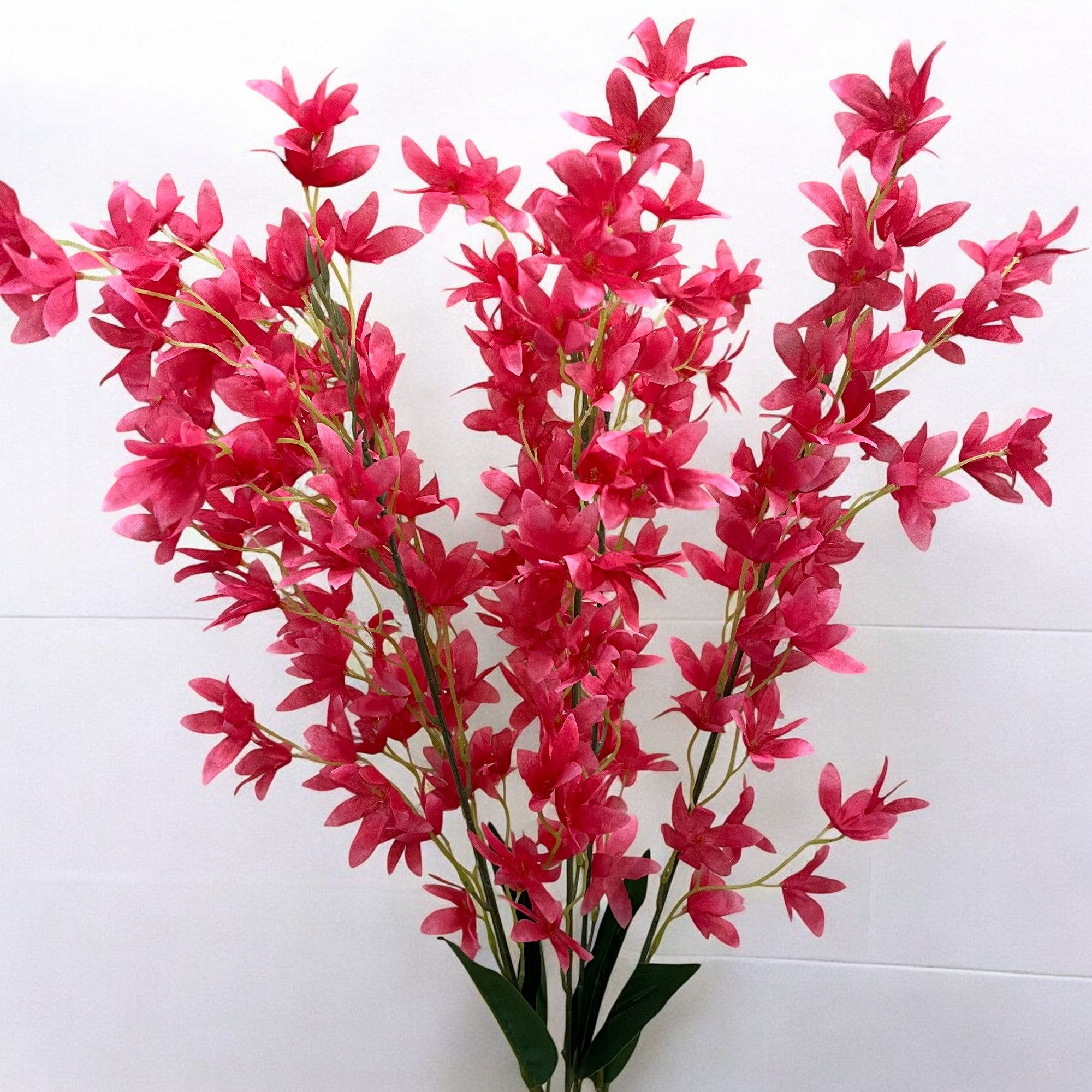 Artificial Orchids Flower Bouquets | Fake Flowers Bunch - For Vase, Pot, Home, Bedroom, Balcony, Office Corner, Living Room - 28 Inch - Apkamart #Colour_Pink