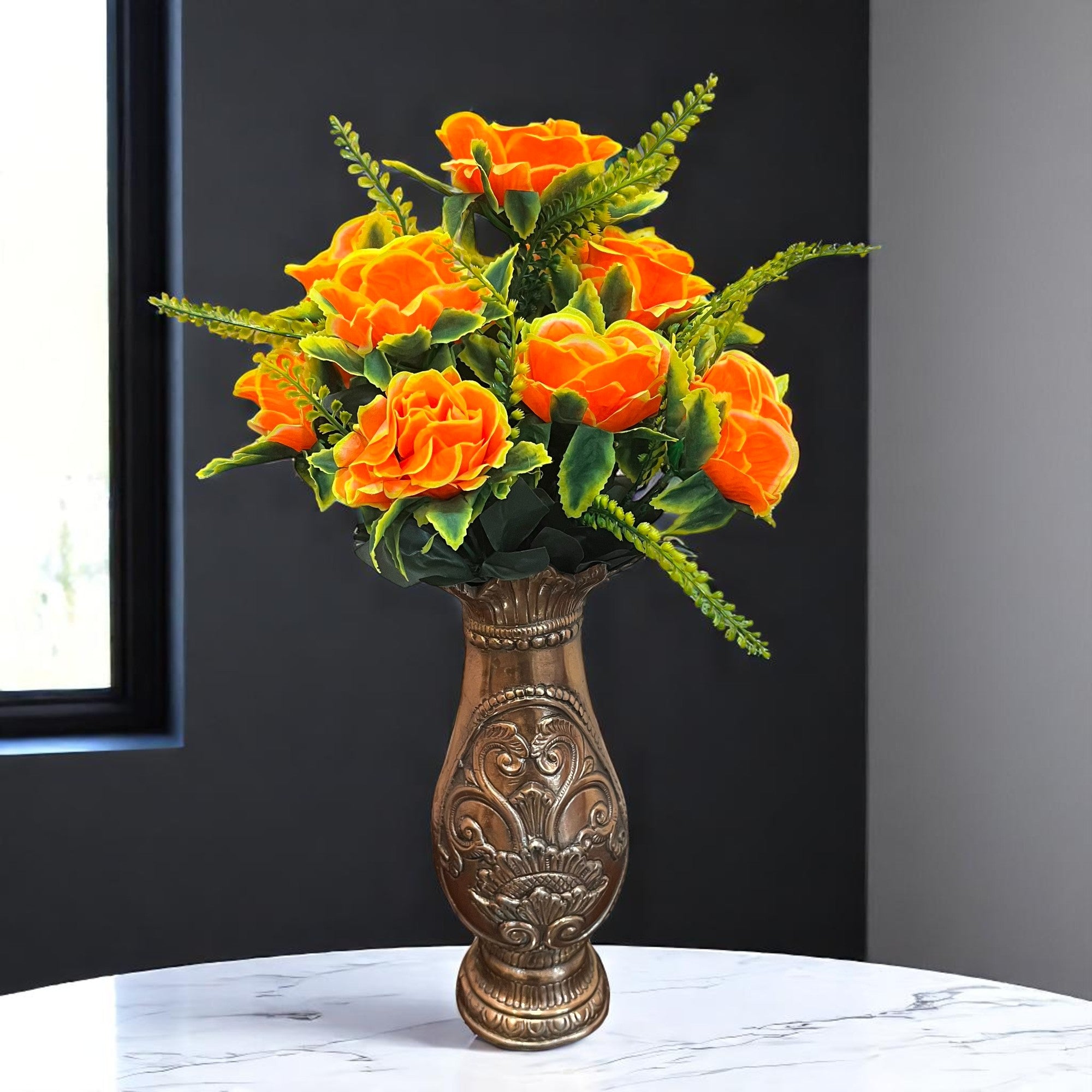 Artificial Flower Bouquet | Rose Fake Flowers Bunch - For Vase, Pot, Home, Bedroom, Balcony, Office Corner, Living Room - 16 Inch - Apkamart #Style_Design 2