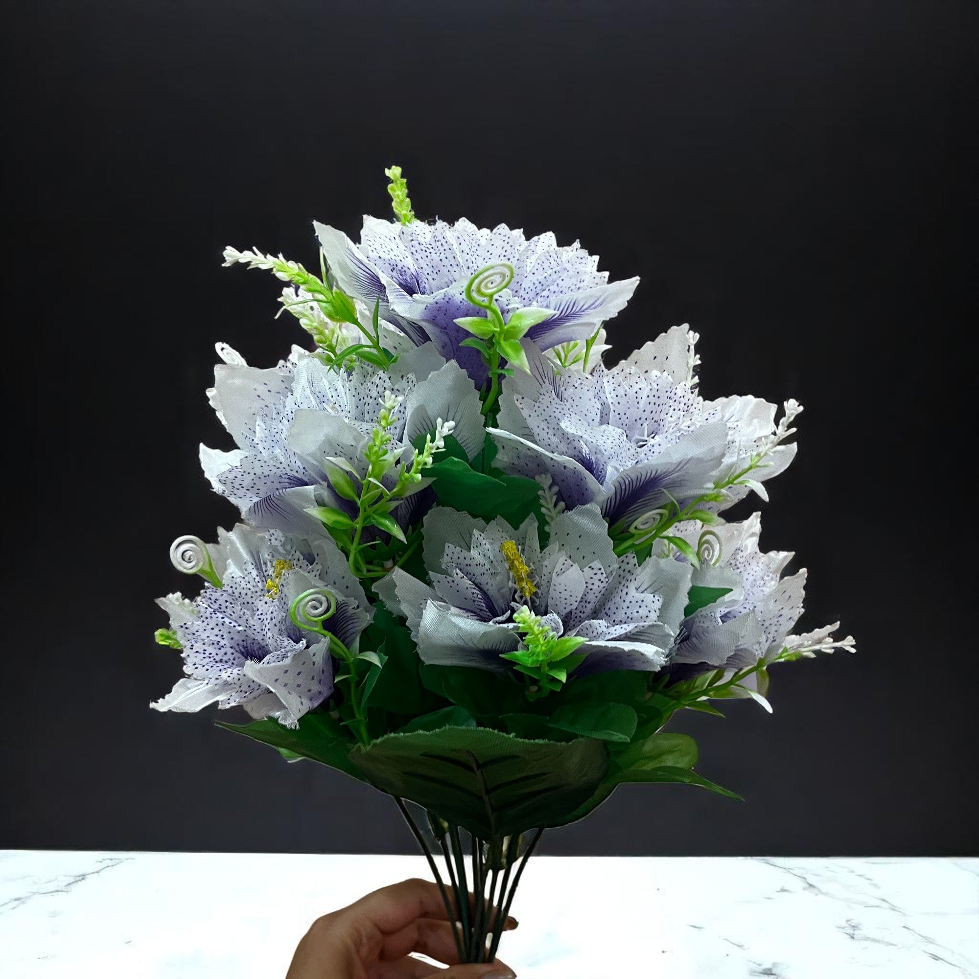 Artificial Flower Bouquets | Fake Flowers Bunch - For Vase, Pot, Home, Balcony, Office Corner, Living Room - 18 Inch - Apkamart #Colour_Purple