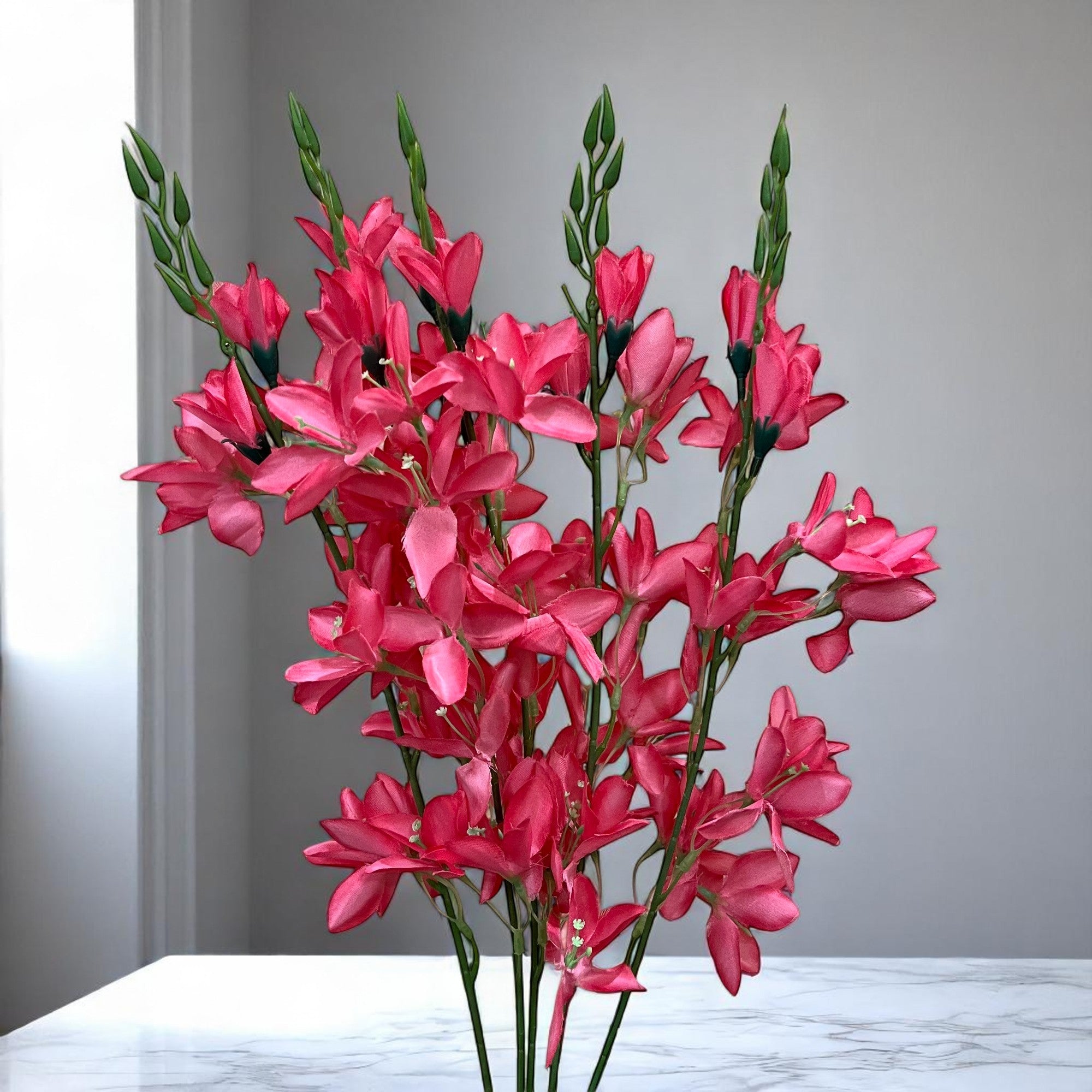 Artificial Flowers Gladiolus Bunches for Vase Pot | Faux Flowers Stem - for Home Decor Living Room Side Table - 26 Inch - Apkamart #Colour_Pink