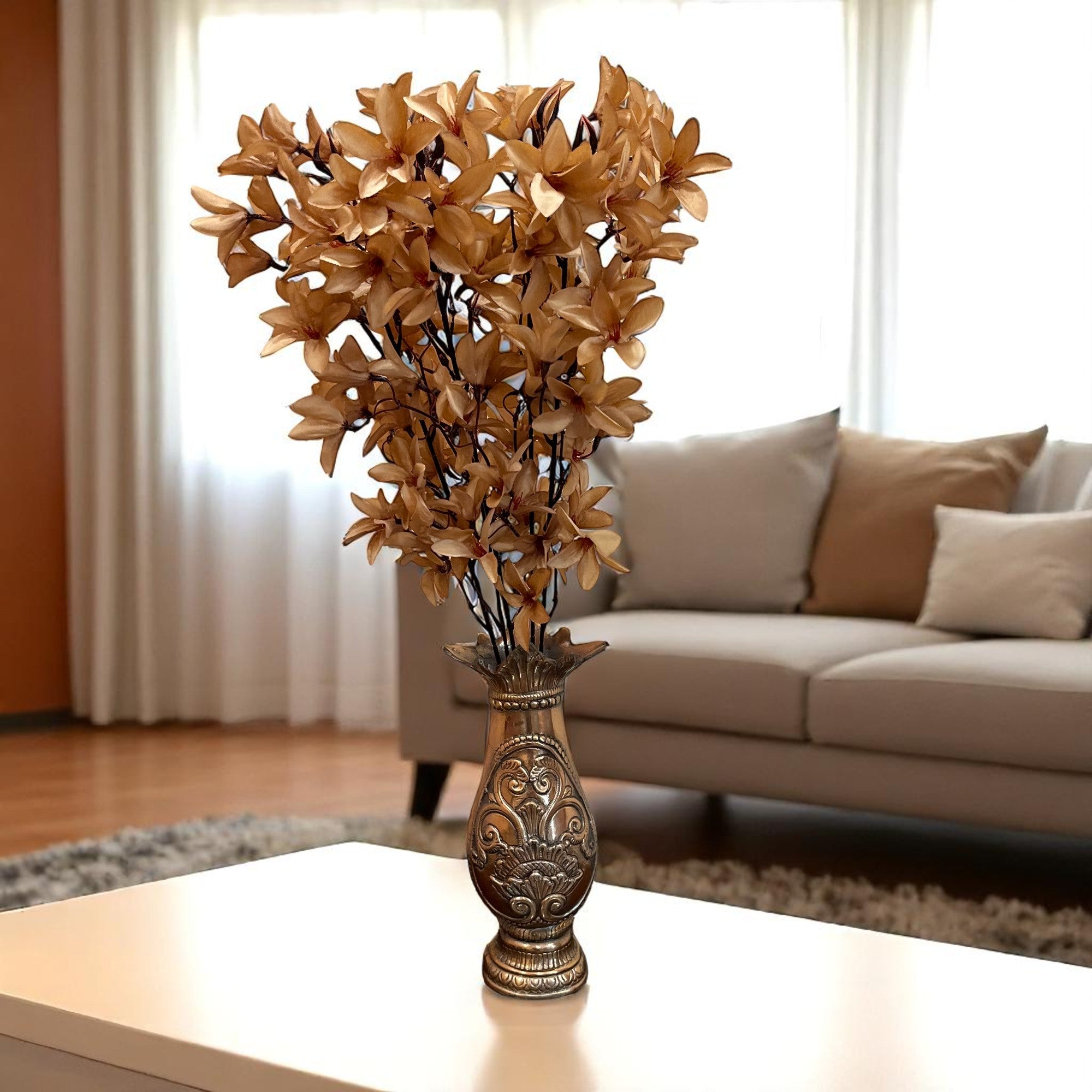 Artificial Flowers | Faux Flowers Bunch - for Home Decor, Living Room, Side Table, Centerpiece - 29 Inch - Apkamart #Colour_Brown