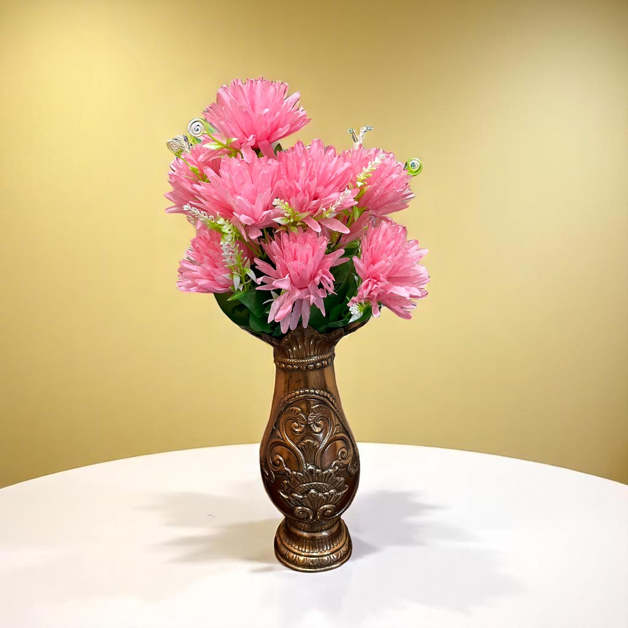 Artificial Flower Dahlia | Fake Flowers Bunch Dahalia - For Vase, Pot, Home, Bedroom, Balcony, Office Corner, Living Room - 18 Inch - Apkamart #Colour_Pink