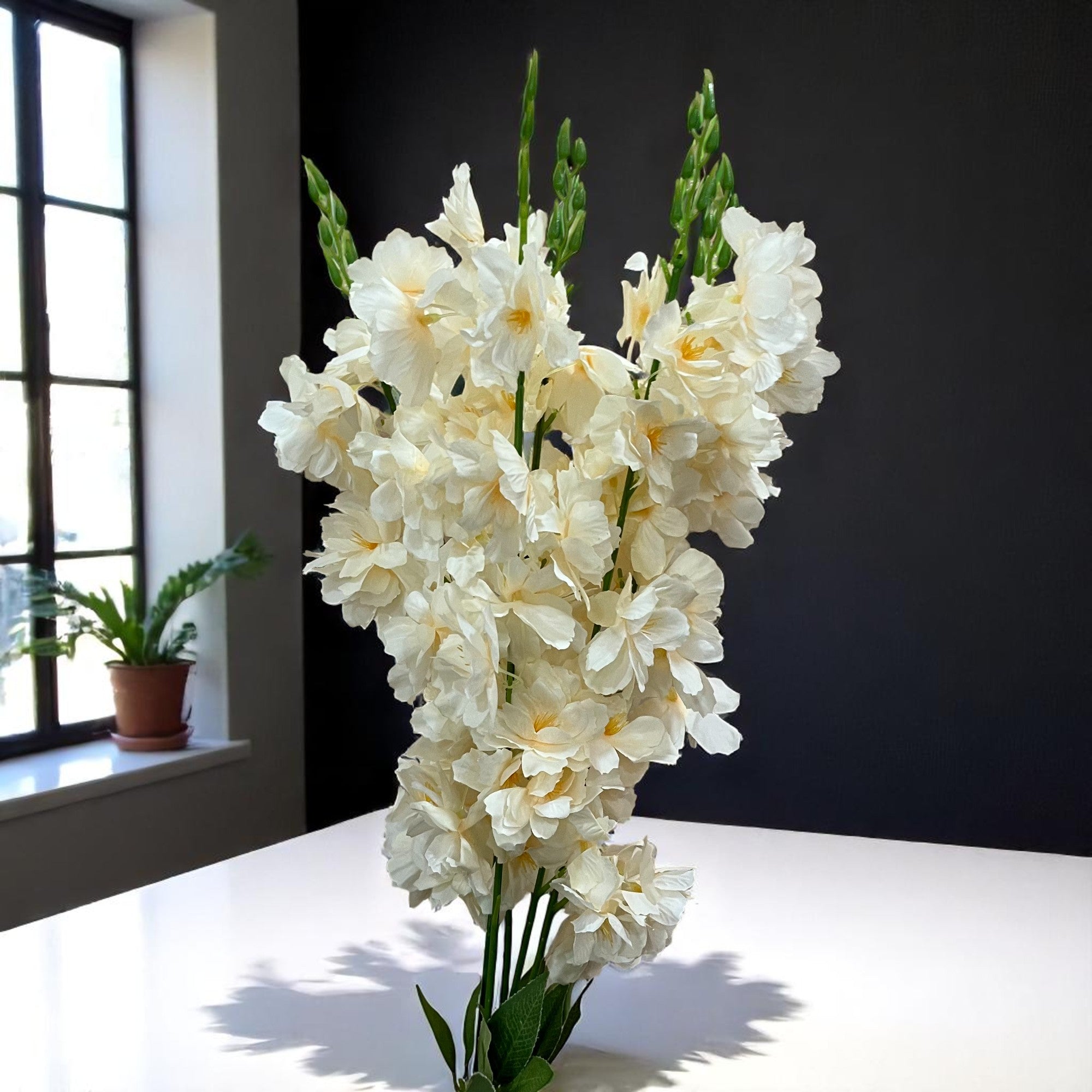 Artificial Flower Orchids Bouquets | Faux Flowers Bunch - for Table Vase, Pot, Home Decor, Living Room, Side Table Centerpiece - 26 Inch - Apkamart #Colour_Cream