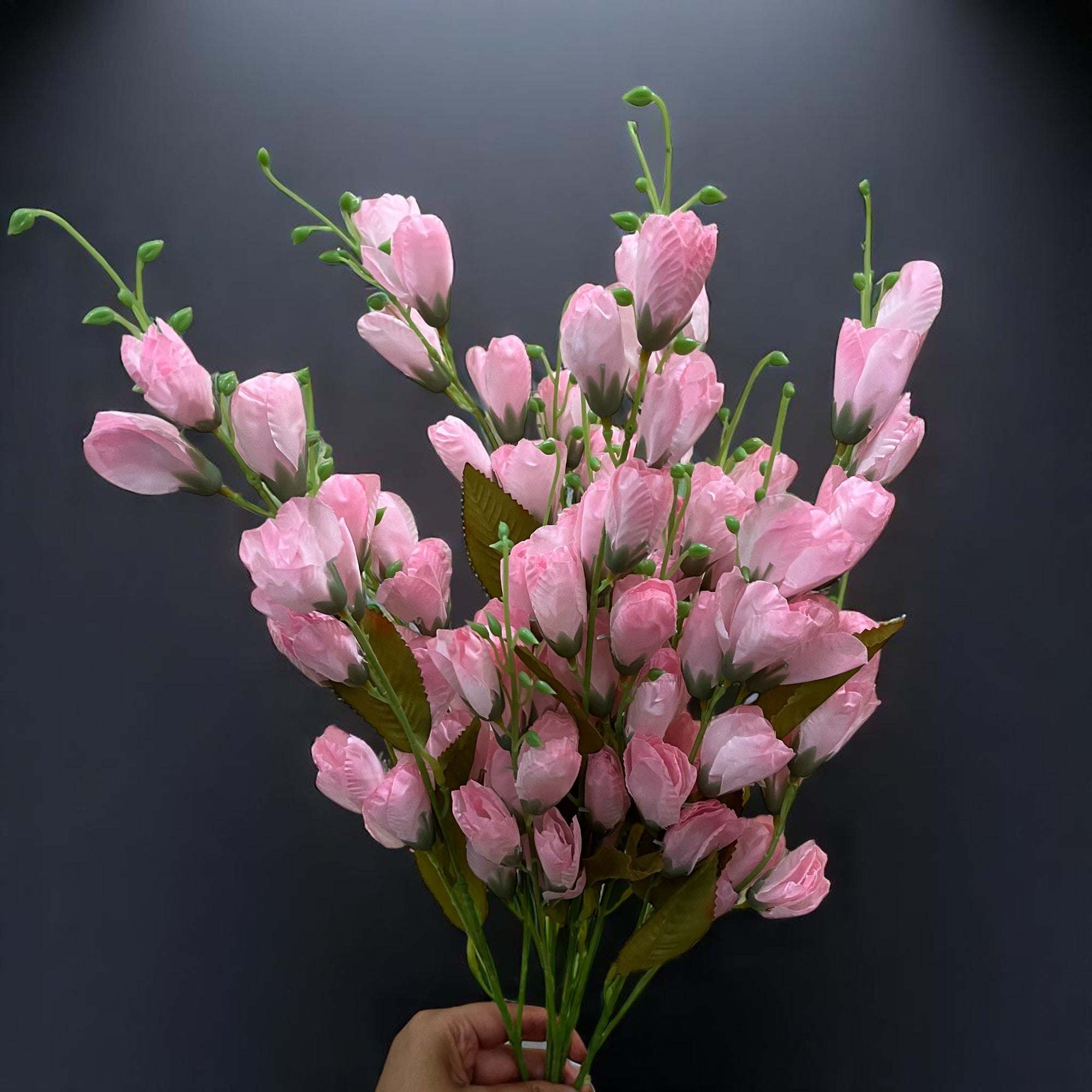 Artificial Flower Tulips Bouquet | Faux Flowers Bunch - for Table Vase, Pot, Home Decor, Living Room, Side Table Centerpiece - 27 Inch - Apkamart #Colour_Pink