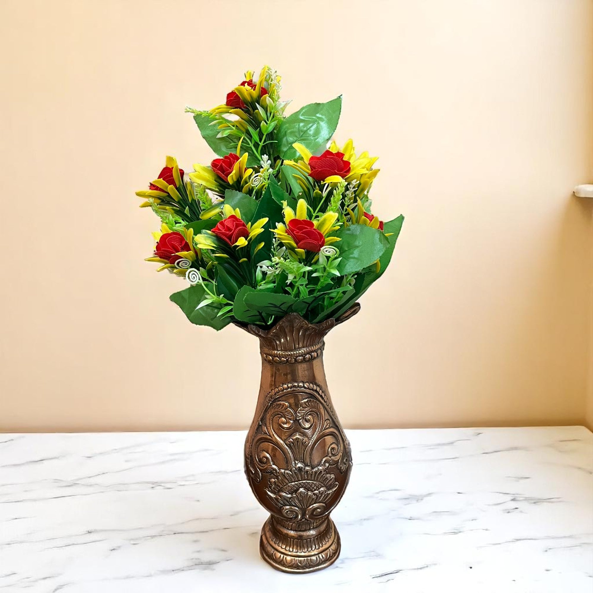 Artificial Flowers Bunches lily for Vase Pot | Faux Flowers Stem - for Home Decor Living Room Side Table Centerpiece - 18 Inch - Apkamart #Colour_Multicolor