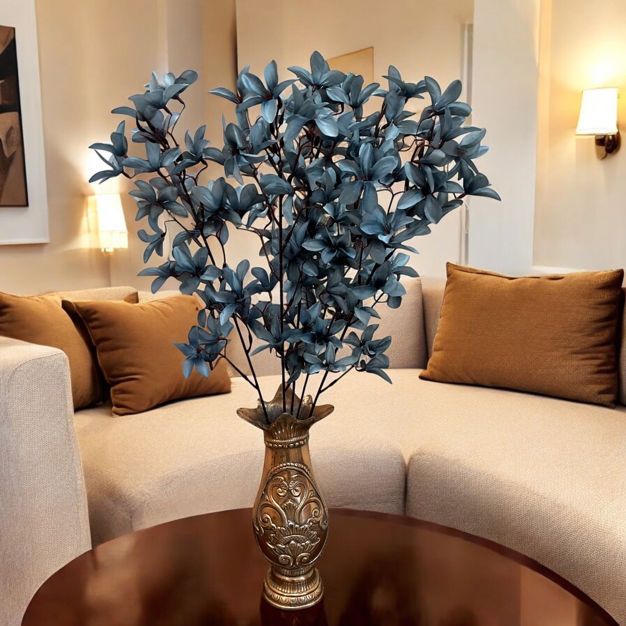 Artificial Flowers | Faux Flowers Bunch - for Home Decor, Living Room, Side Table, Centerpiece - 29 Inch - Apkamart #Colour_Blue