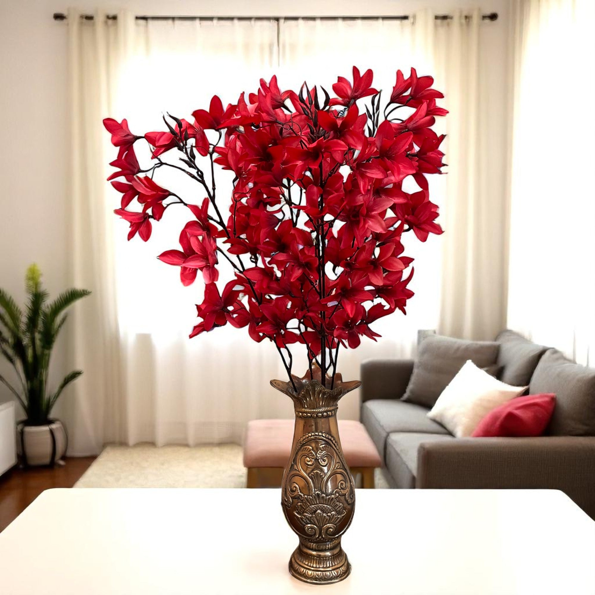 Artificial Flowers | Faux Flowers Bunch - for Home Decor, Living Room, Side Table, Centerpiece - 29 Inch - Apkamart #Colour_Pink