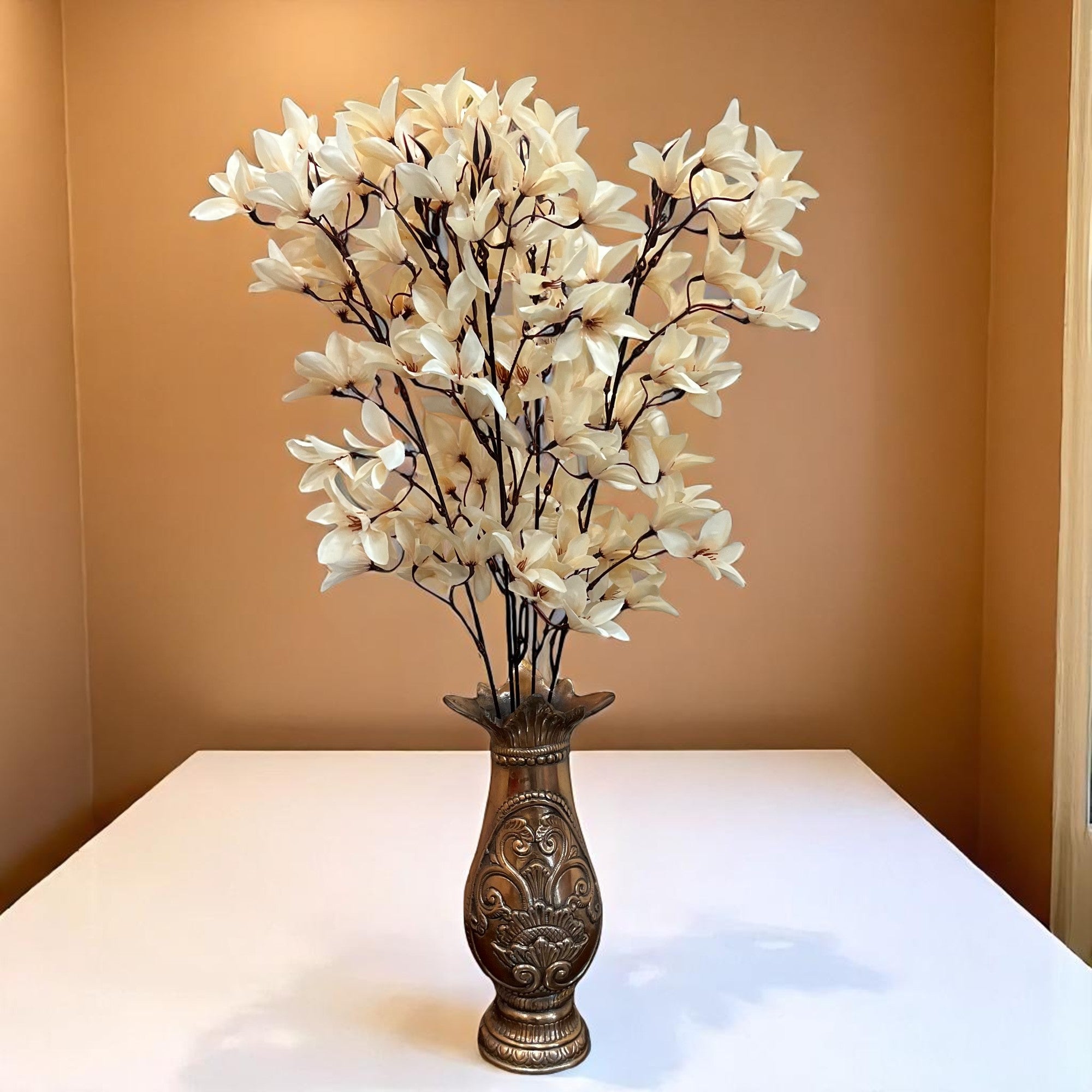 Artificial Flowers | Faux Flowers Bunch - for Home Decor, Living Room, Side Table, Centerpiece - 29 Inch - Apkamart #Colour_Cream