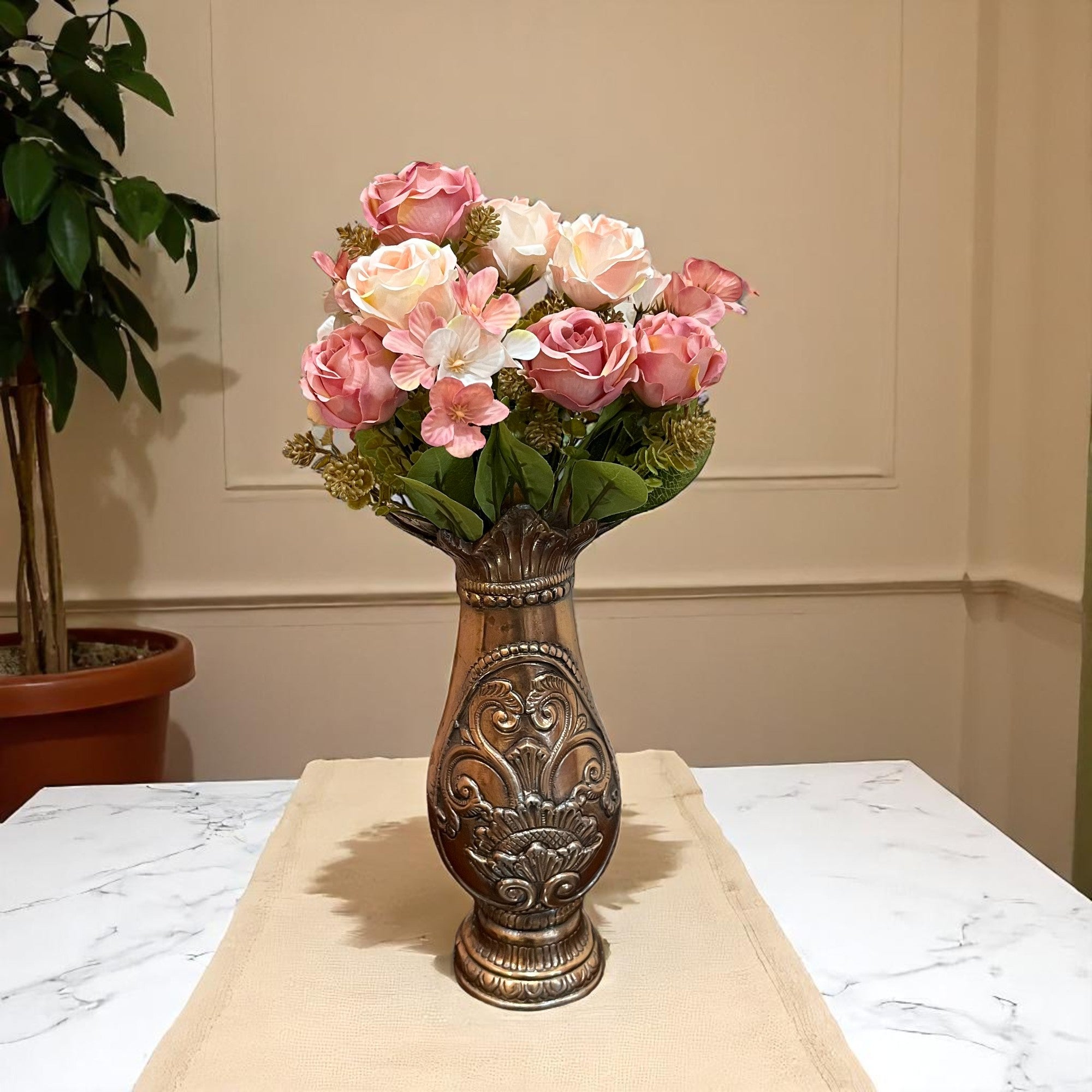 Artificial Flowers Rose Sticks | Faux Flowers Bunch - for Home Decor, Living Room, Centerpiece - 15 Inch - Apkamart #Colour_Multicolor