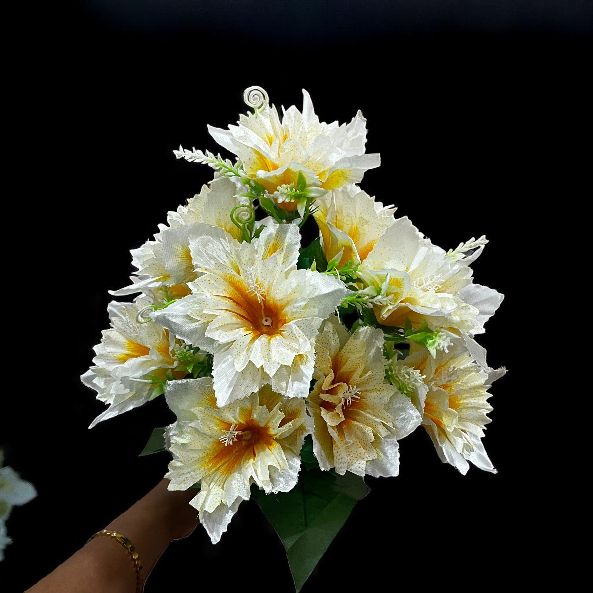 Artificial Flower Bouquets | Faux Flowers Bunch - for Table Vase, Pot, Home Decor, Living Room, Side Table Centerpiece - 18 Inch - Apkamart #Colour_White