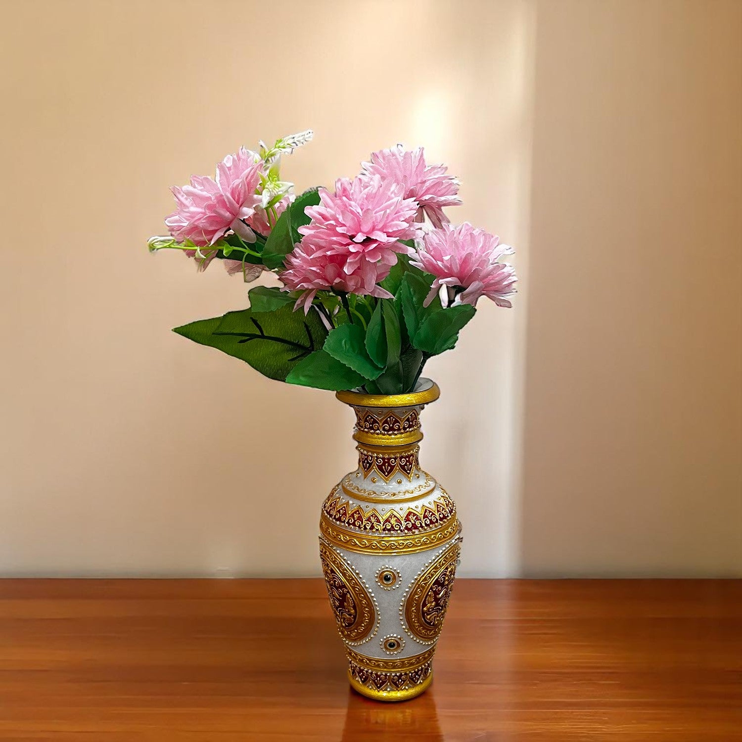 Artificial Flowers Dahlia Bunches for Vase Pot | Faux Flowers Stick - for Home Decor, Living Room, Wedding & Party Decoration (Vase Not Included) - 14 Inch - Apkamart #Colour_Pink